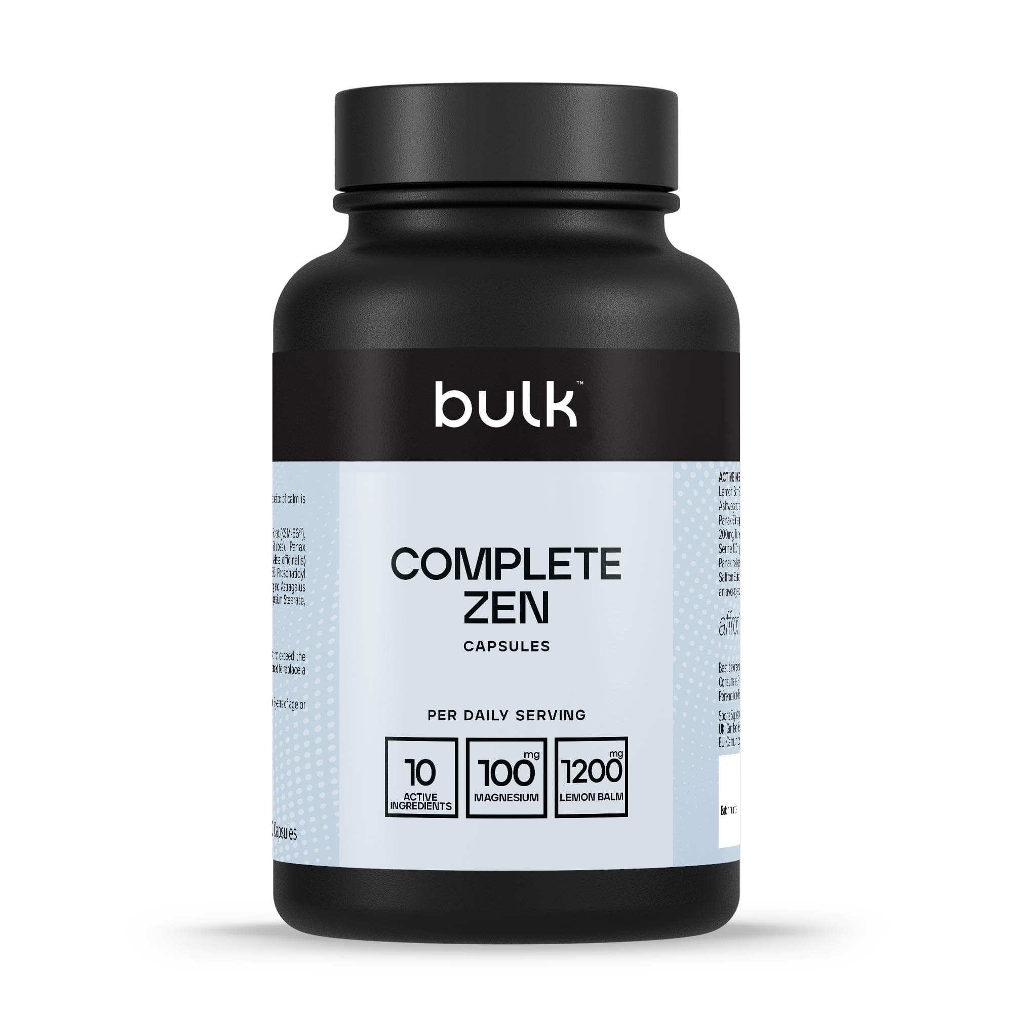 Complete Zen Capsules, Relaxation Formula With 10 Active Ingredients, KSM-66, Lemon Balm Extract, Inositol, L-Theanine, Pack of 120, 30 Servings, Packaging May Vary