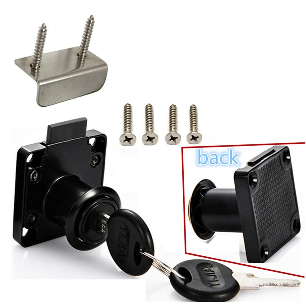 Drawer Lock Letter Box Lock Desktop Lock Door Lock.Suitable for Wooden cabinets.Model CT-138-22, ((Hole Diameter 0.75 inch / 19MM) for Door Panels with a Thickness of 17 mm-22 mm. 1pcs [Black]