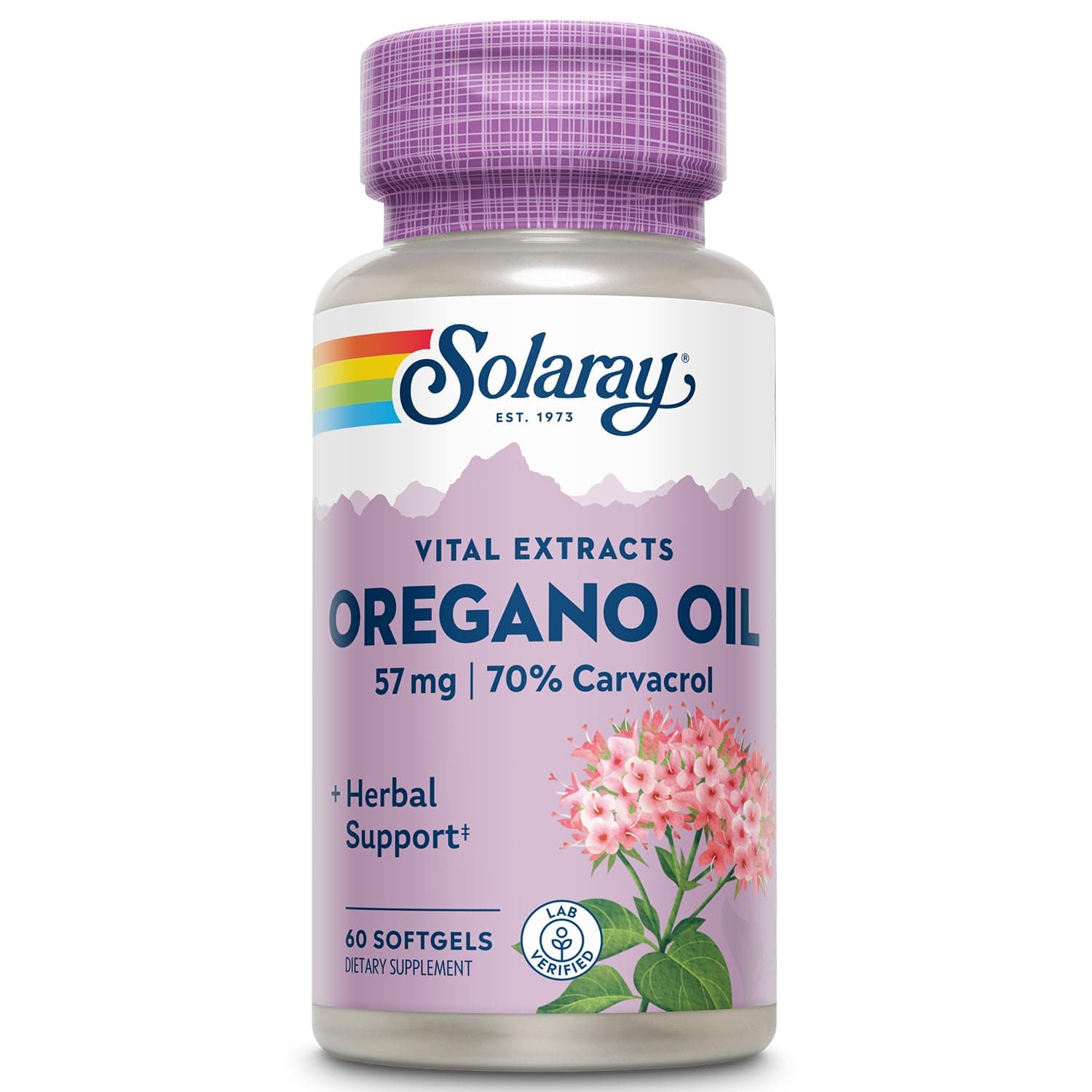 SOLARAY Oregano Oil 57 mg - Oil of Oregano Softgels - Herbal Supplements for Overall Health and Wellness Support w/ 70% Carvacrol - Extra Virgin Olive Oil Base, 60-Day Guarantee, 60 Serv, 60 Softgels