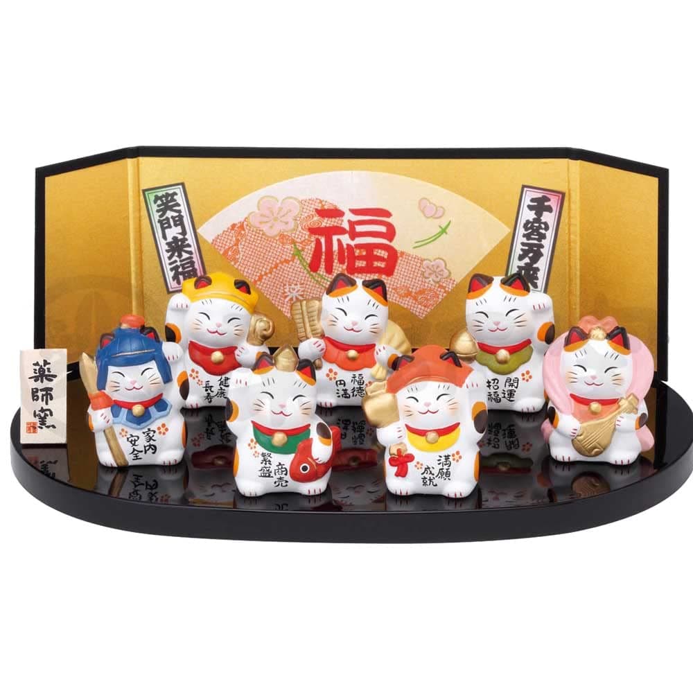 NishikiAya Seven Lucky Gods beckoning cat set ( small )