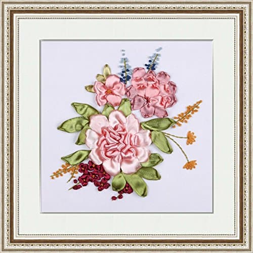 EgoshopRibbon Embroidery Kit DIY Wall Decor 3D Painting Stamp Embroidery Kit Needle Work (No Frame) X5008