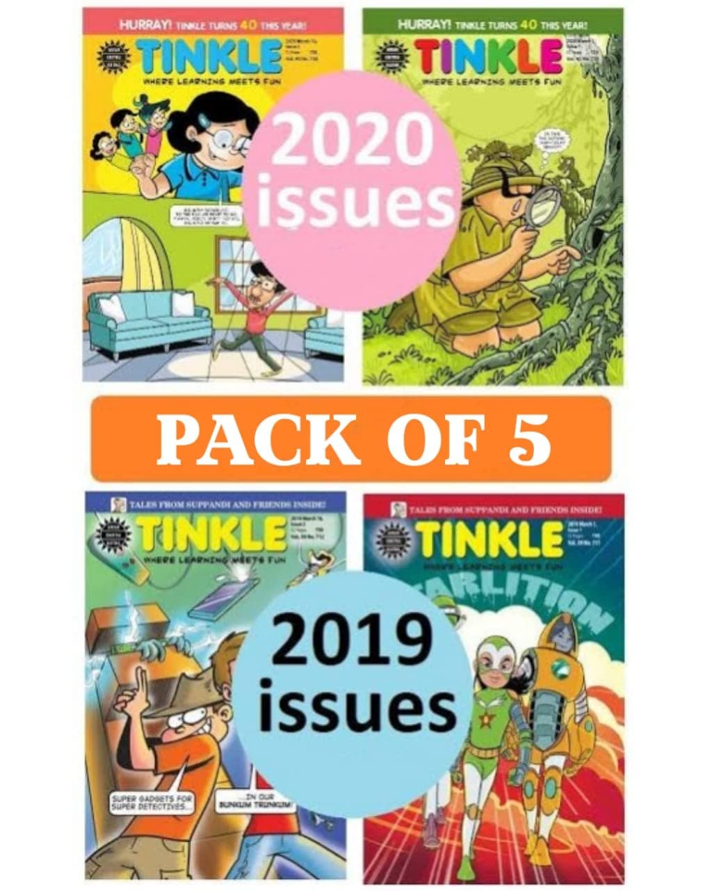 Tinkle Magazines 2020 and 2019 Issues | Pack of 5 | Tales from Suppandi and Tantri Mantri inside Paperback – 1 January 2020