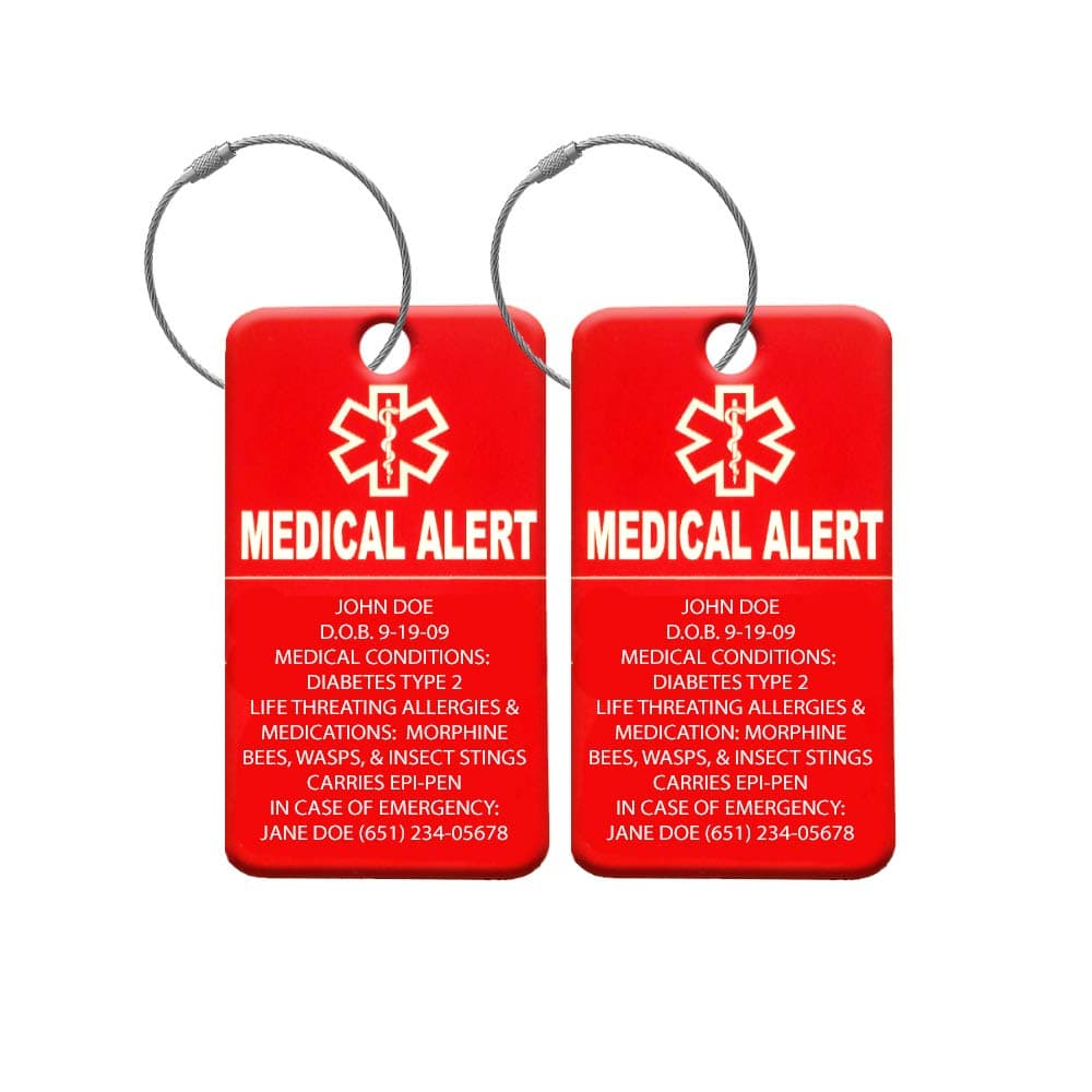 Universal Medical Data Medical Alert Luggage Tags – Custom Personalized Engra...