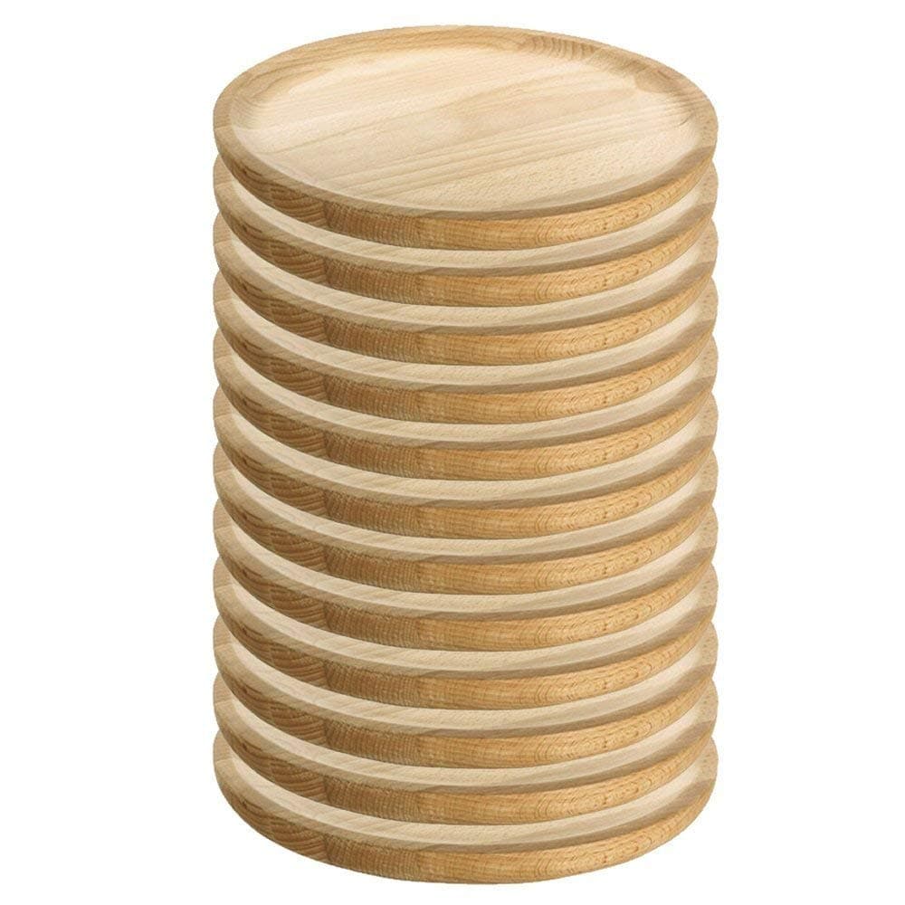 Ruibal - Wooden Plates - Octopus, Cheese, Salad Plates - Pack of 12 - Ø 16 cm