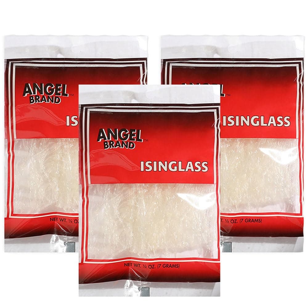 Angel Brand Isinglass 0.25 oz Pouch Pack of 3 - Sourced from Red Sea Algae - Agar Agar Primarily used as a thickening agent in soups, jellies, custards, and ice creams