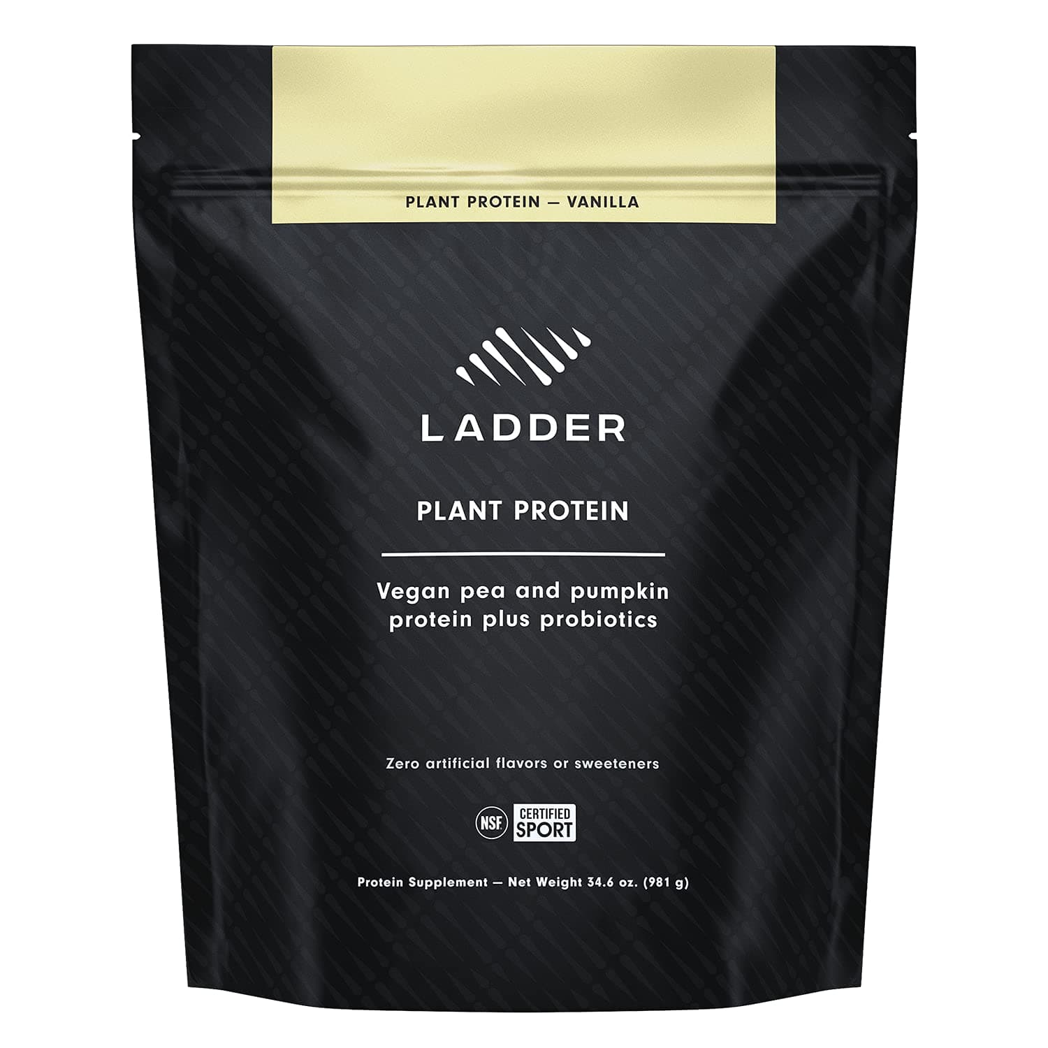 LADDER Plant Based Protein Powder, 21g of Vegan Protein with BCAAs and Probiotics | Pea and Pumpkin | Dairy Free, NSF Certified for Sport, Naturally Flavored (Vanilla Pouch)