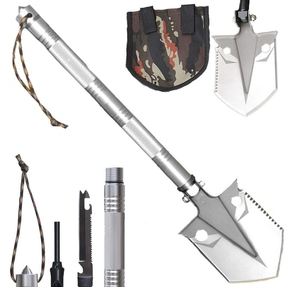 WF WU FANG Camping Shovels Multifunctional Folding Shovel Survival Tool Military Portable Shovel Multitool Gifts for Men Outdoor Enthusiast