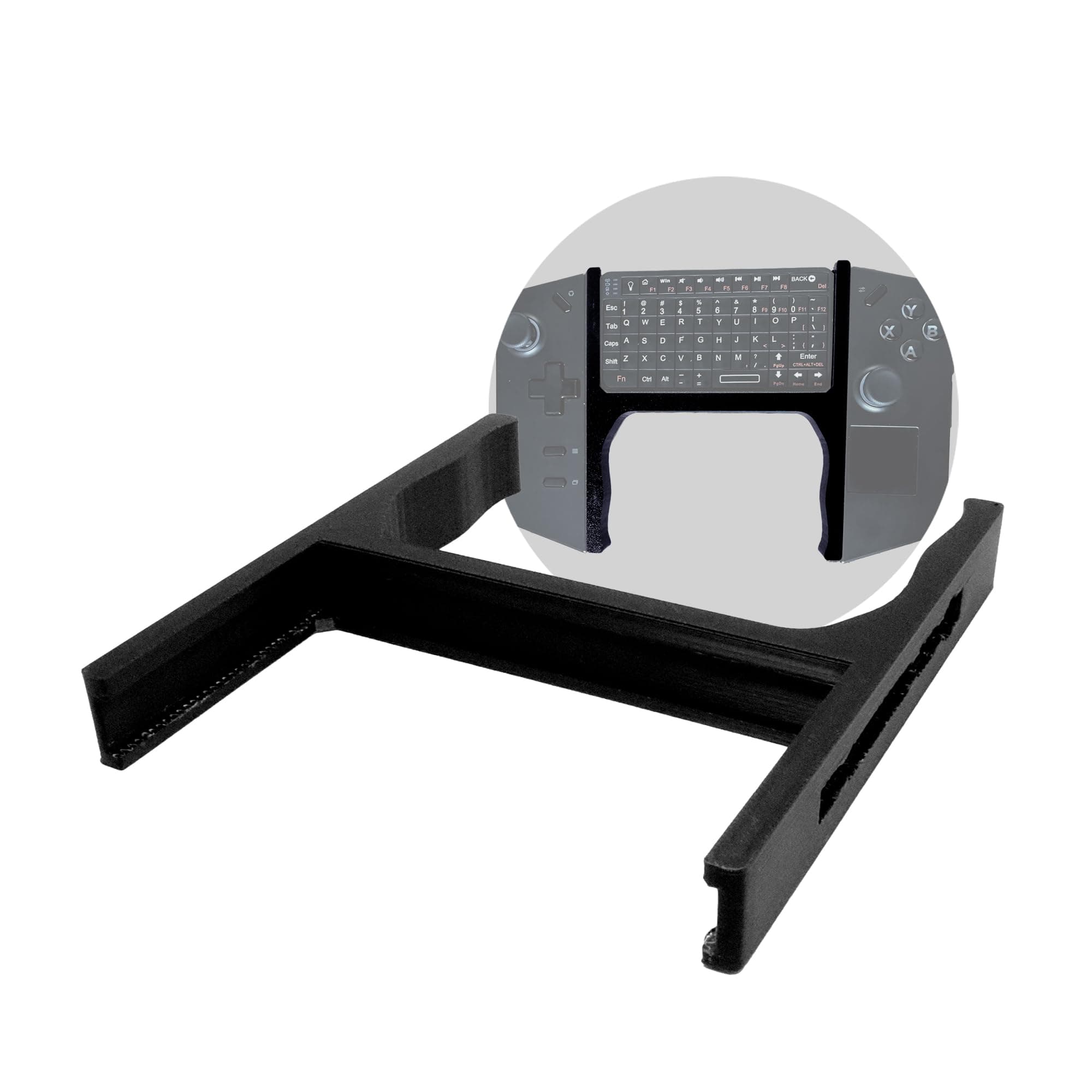 SplashNColor Controller Handle Compatible for LegionGo with Mini Bluetooth Keyboard Space for Rii518 BT Mini - Portable Handheld Grip Connector Holder for Video Game Console - ABS - Black