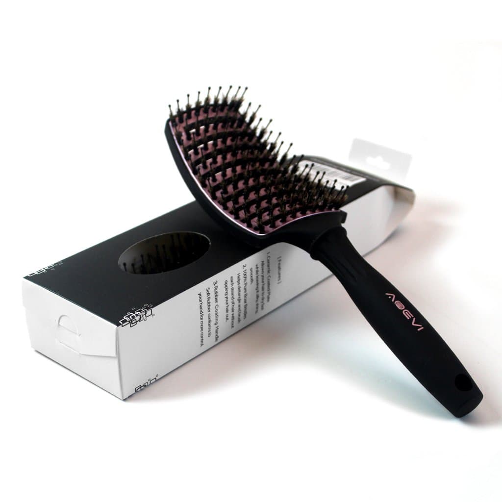 Hair Brush, Hair Comb, Curved and Vented Detangling Brush Vent Hair Brush for Women Long, Thick, Thin, Curly & Tangled Hair (Black)
