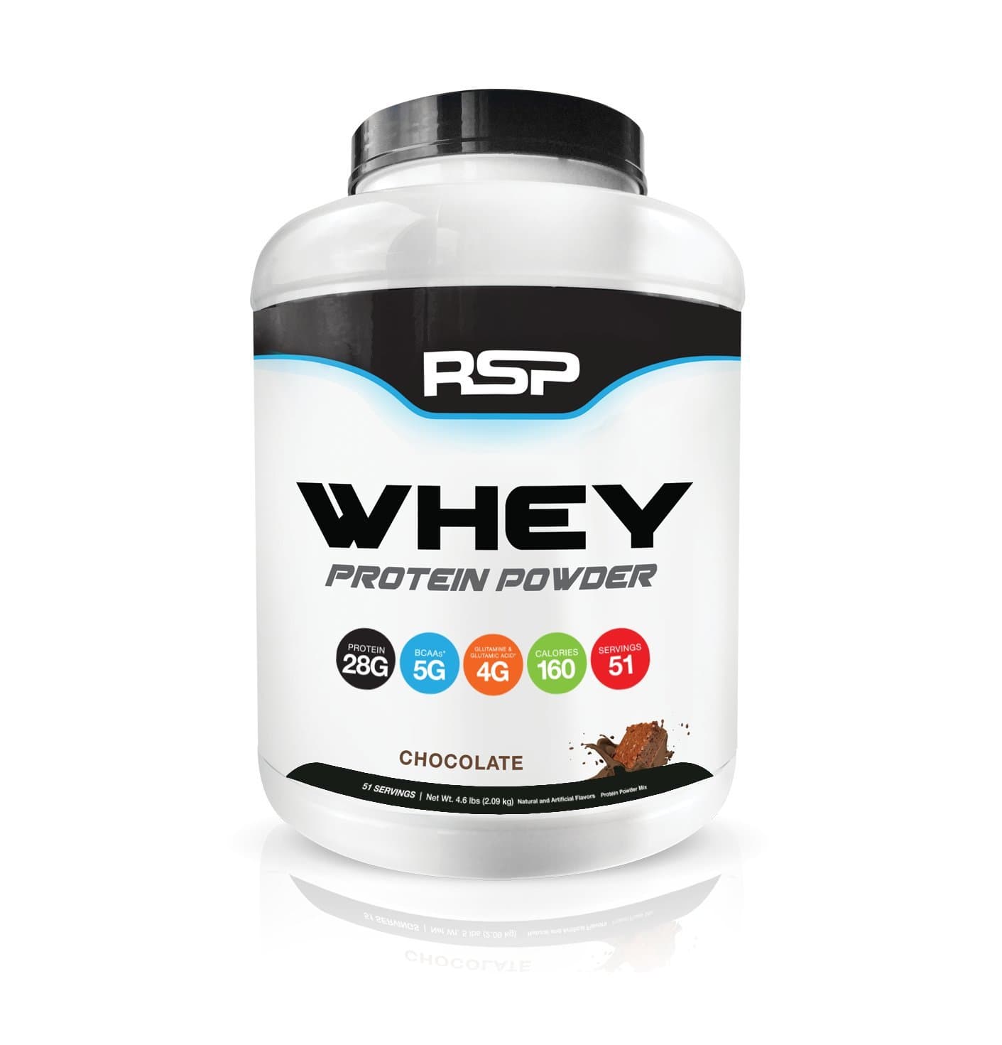RSP Whey Protein Powder (5LB) - 27G Premium Whey Protein Shake with BCAAs and Glutamine, Post Workout Recovery Protein Supplement, 51 Servings (Chocolate)