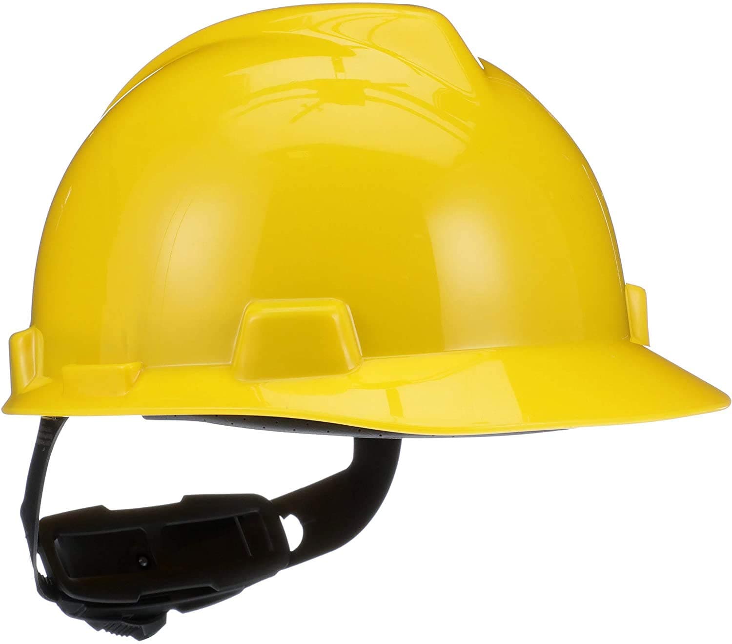 MSA 475360 V-Gard Cap Style Safety Hard Hat With Fas-Trac III Ratchet Suspension | Polyethylene Shell, Superior Impact Protection, Self Adjusting Crown-Straps - Standard Size in Yellow