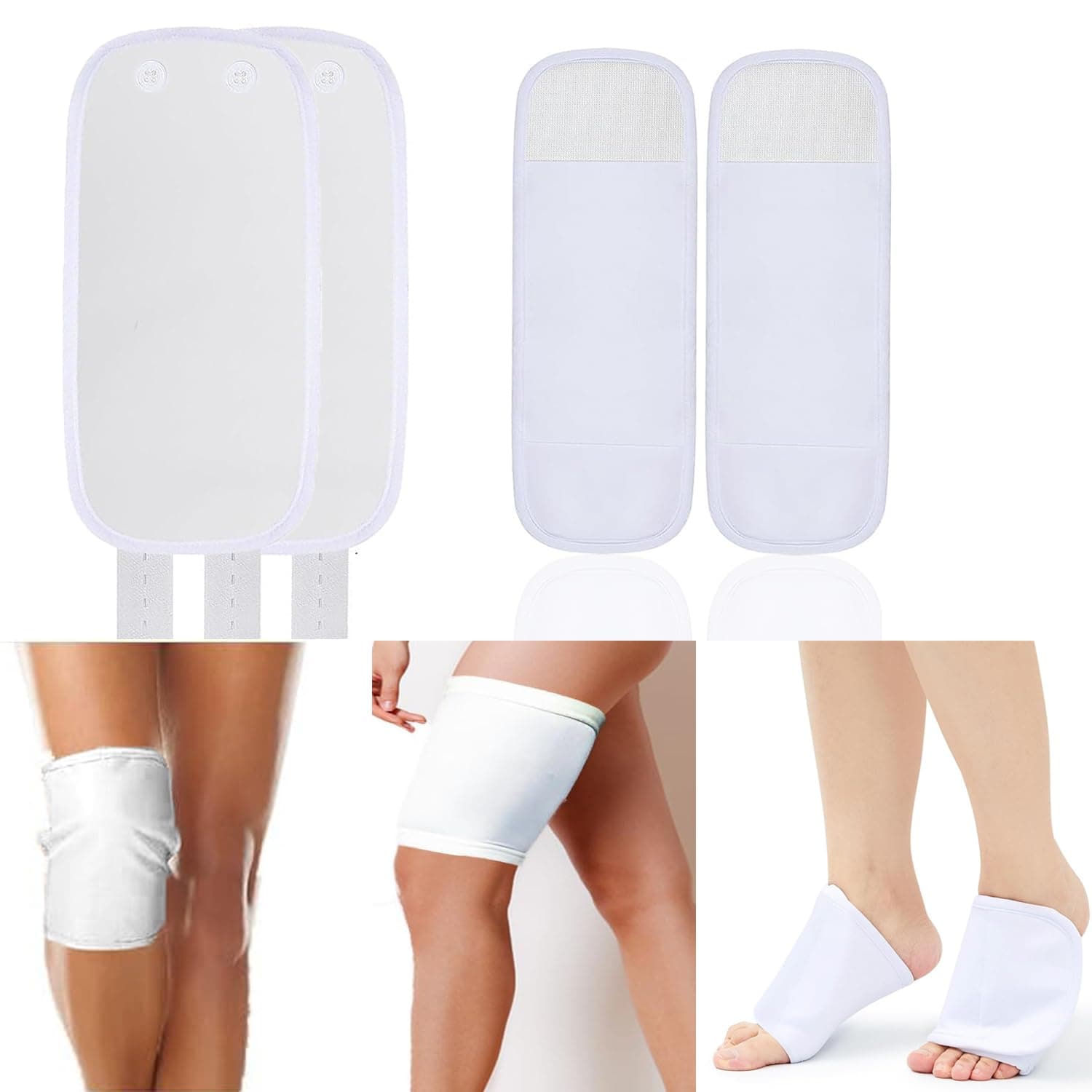 3 Pack Castor Oil Wrap, Castor Oil Feet Pack Reusable Castor Oil Organic Cold Pressed Unrefined for Feet, Calf and Knee to Improve Circulation, Relieves Inflammation Oil Not Included (White)