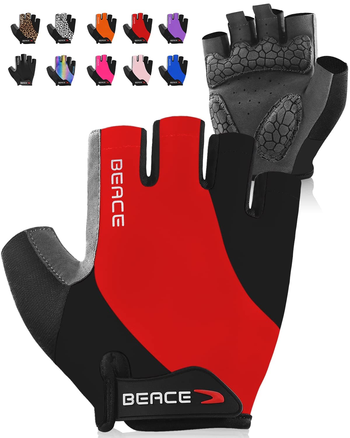 Gloves for Cycling Bike Biking Half Finger Road Bicycle for Men and Women-5MM Breathable Anti-Slip Shock-Absorbing Pad Gym Motorcycle Light Weight Mountain Bike Gloves