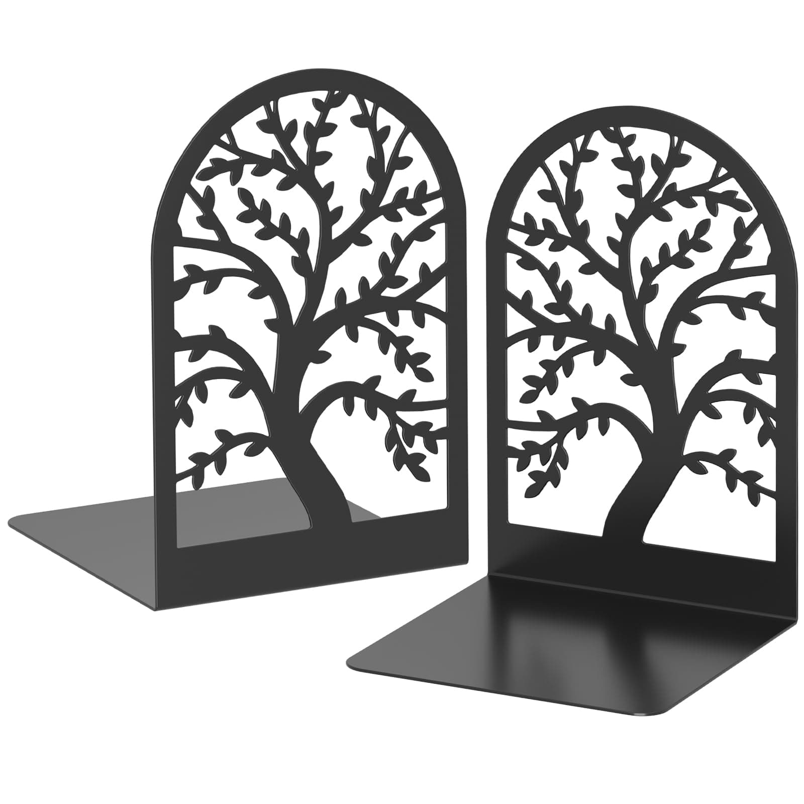 Bookend 1 Pair, Black Metal Book Ends, Bookends for Shelves, Unique Decorative Tree Book Ends for Shelves, Book Stopper to Hold Books, Book Organizer for Home Office