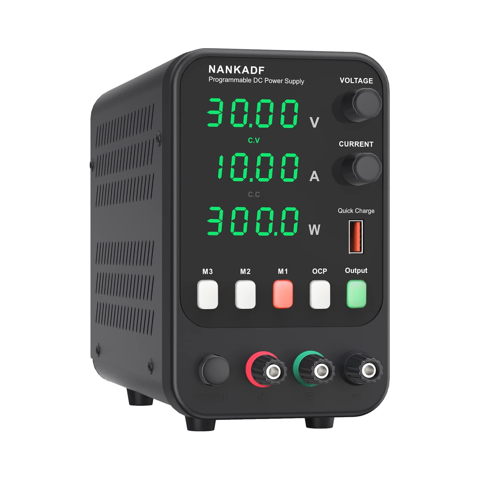 programmable DC power supply (0-30V/0-10A) encoder adjustable regulated power supply 4-digit LED display with 3 groups of data storage, USB communication and output buttons