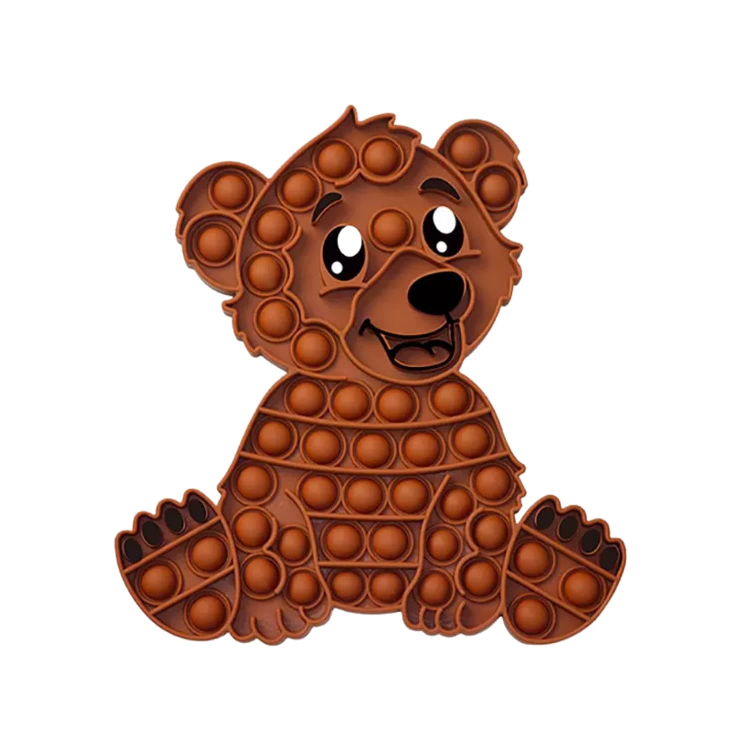 Teddy Bear Push Pop Bubble Fidget Toy, Silicone Animal Sensory Squeeze Toy, Stress Relief, Anti-Anxiety, ADHD, Autism, Special Fidget Popper Gift for Kids and Adults, 1 Count (Teddy Bear)