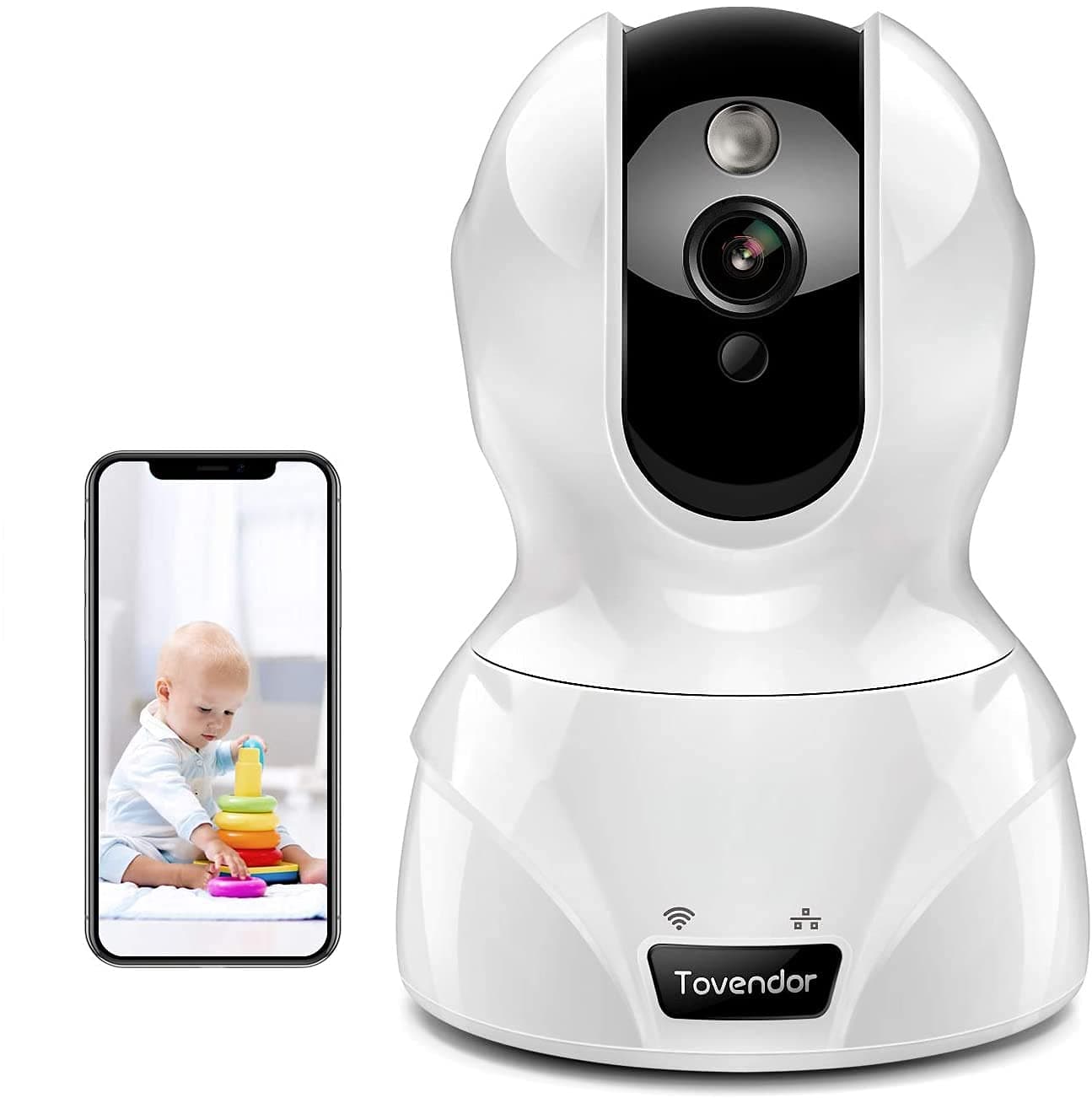 1080P WiFi IP Home Camera, Tovendor Wireless Security System, Smart Baby Elder Pet Monitor with IR Night Vision, 2-Way Audio, Motion Tracking