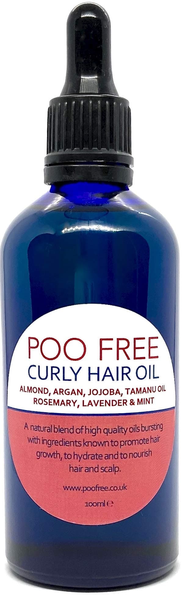 Hair Growth Oil - 100% Natural for Curly Hair - Castor, Jojoba, Argan, Tamanu, Rosemary, Lavender, Mint - Stimulates Hair Growth, Repairs, Nourishes Dry Scalp and Damaged Hair - 100ml