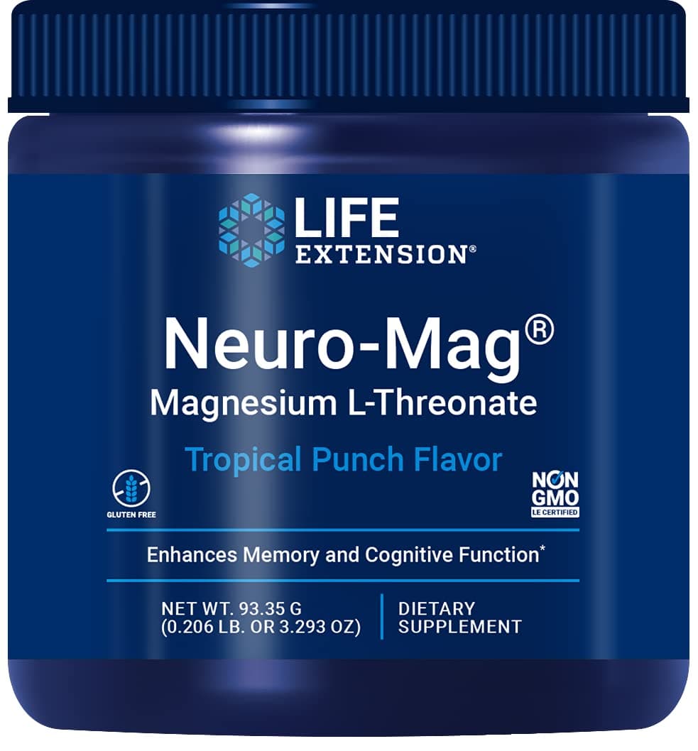 Life Extension Neuro-Mag Magnesium L-Threonate with Calcium and Vitamin D3 Powder, 93.35 Gram