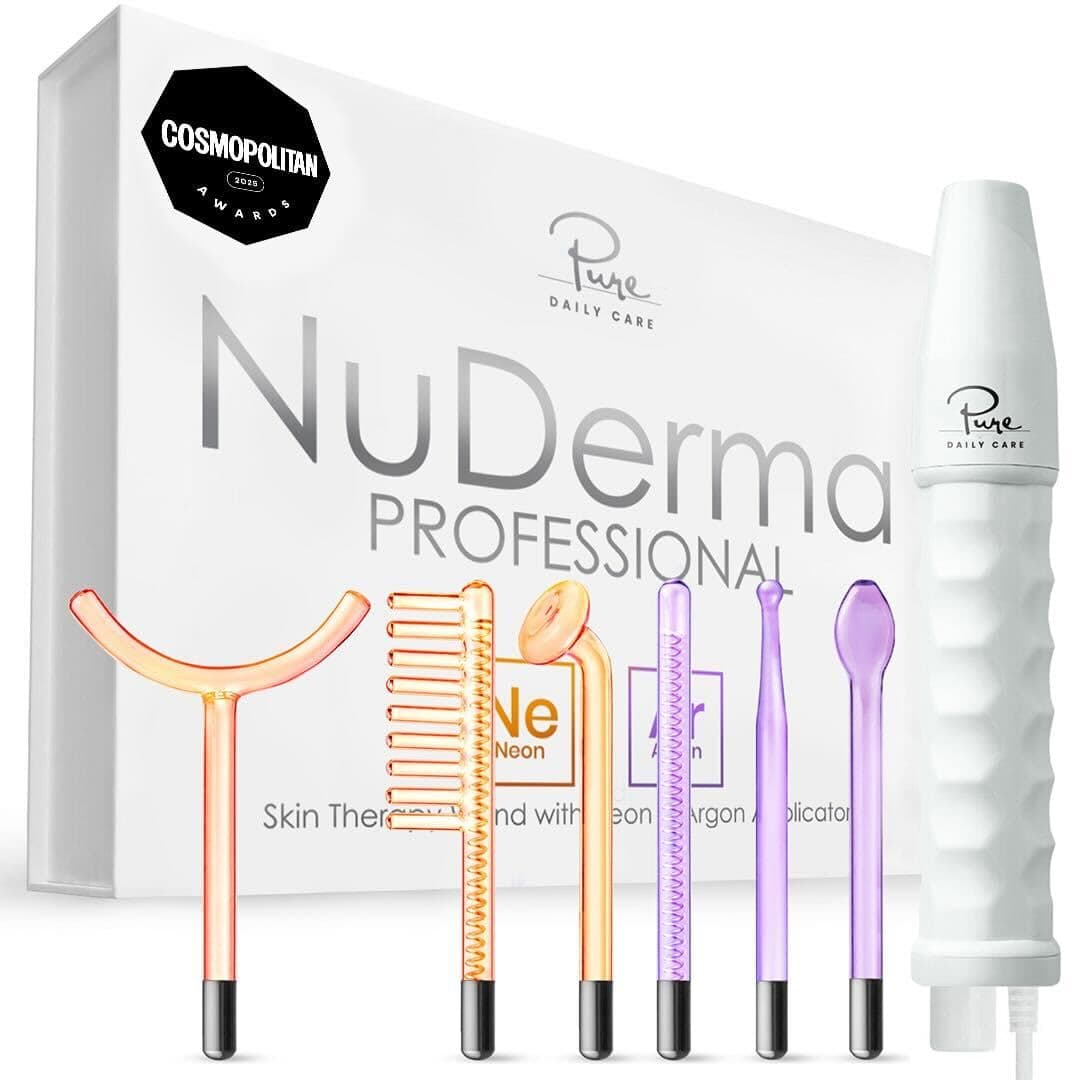 NuDerma Professional Skin Therapy Wand - Portable Skin Therapy Machine with 6 Neon & Argon Wands – Boost Your Skin – Clear Firm & Tighten