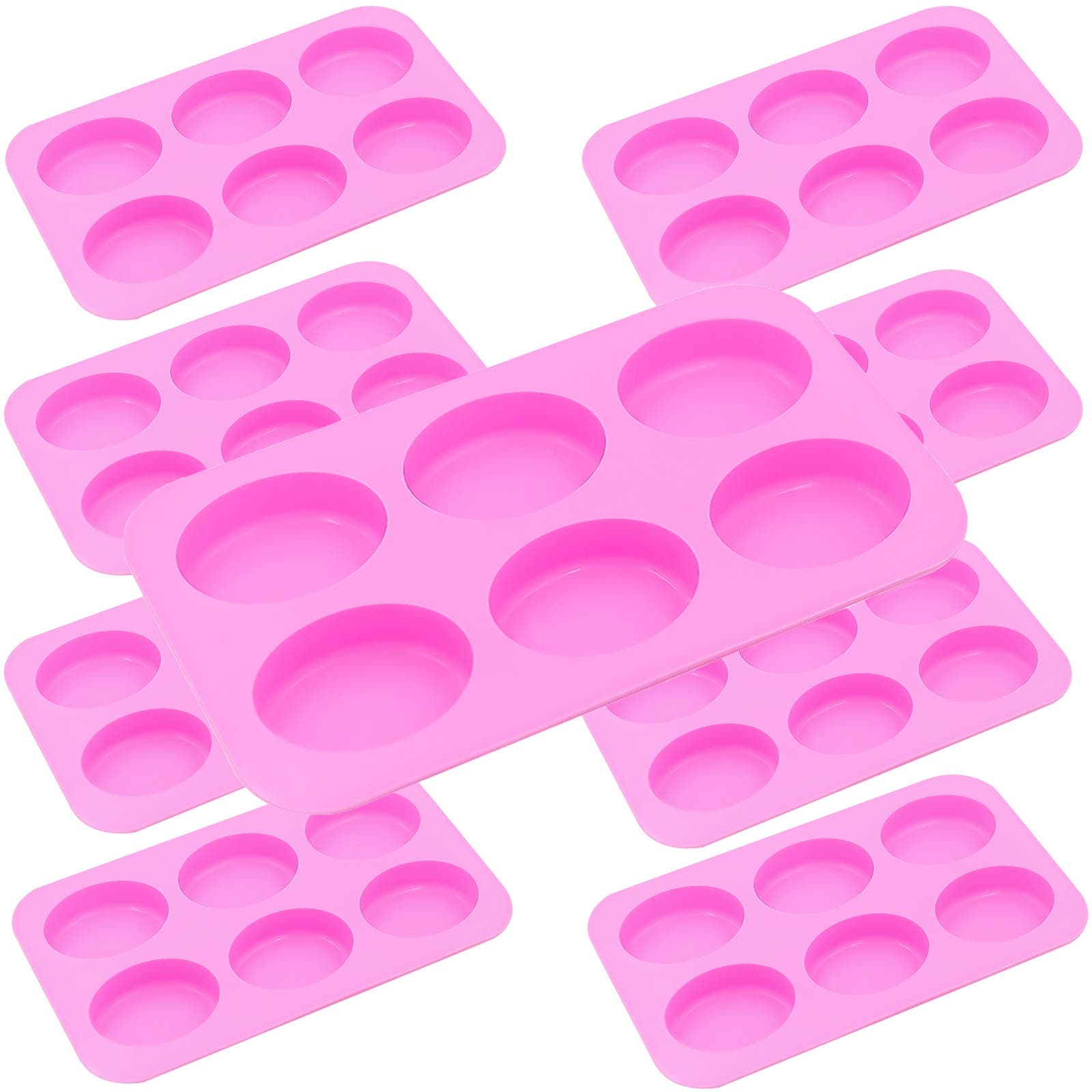 9 Packs 54 Cavity Oval Silicone Soap Molds, KINJOEK Silicone Mold Total DIY Soap Mold for Handmade Soap Mold DIY Scented Candles Handicrafts