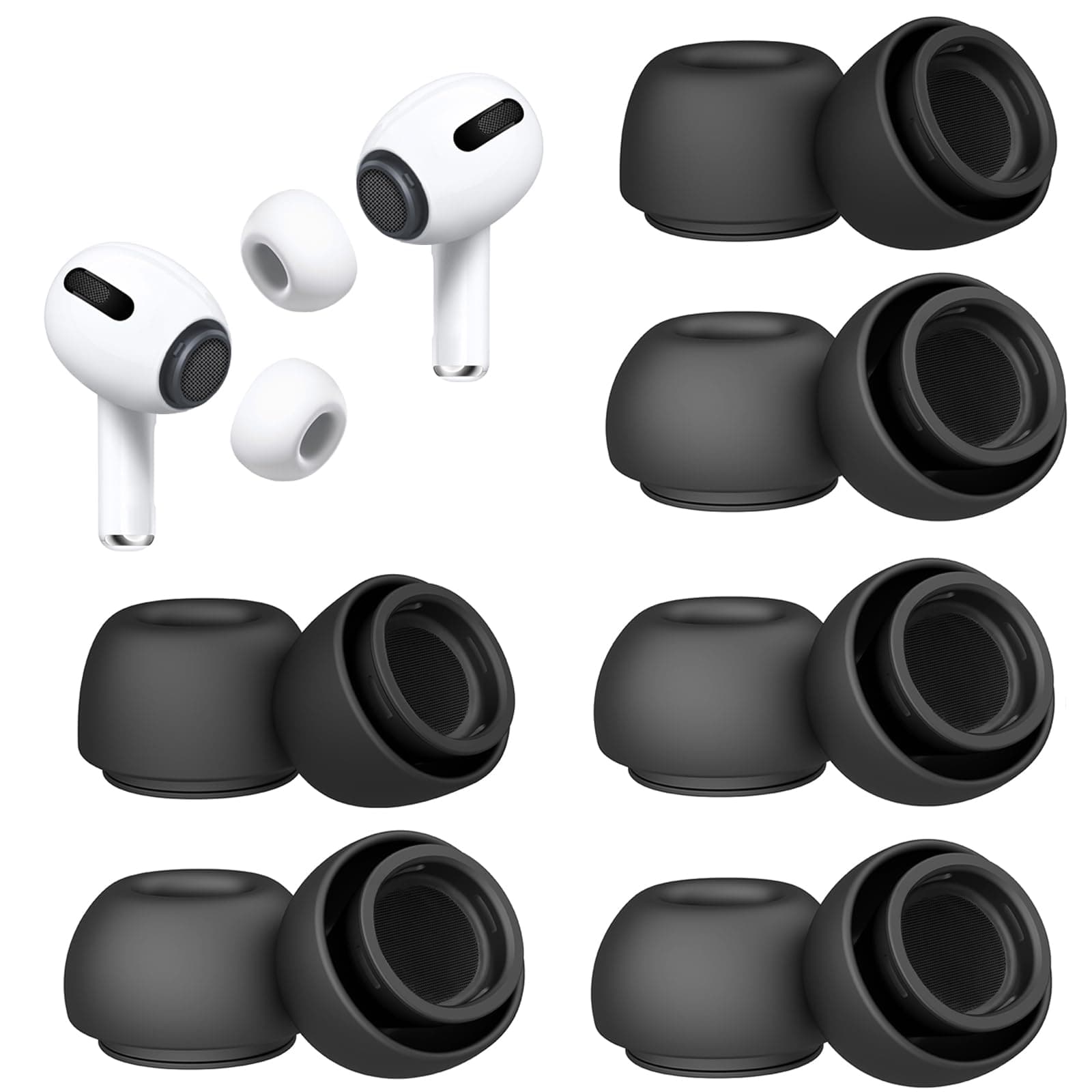 6 Pairs Replacement Ear Tips for AirPods Pro 2nd/1st Generation with Cleaner kit,Noise Reduction Holewith & Built-in dust Guard Screen, Silicone Ear Tips for USB-C Charging Case (S/M/L)