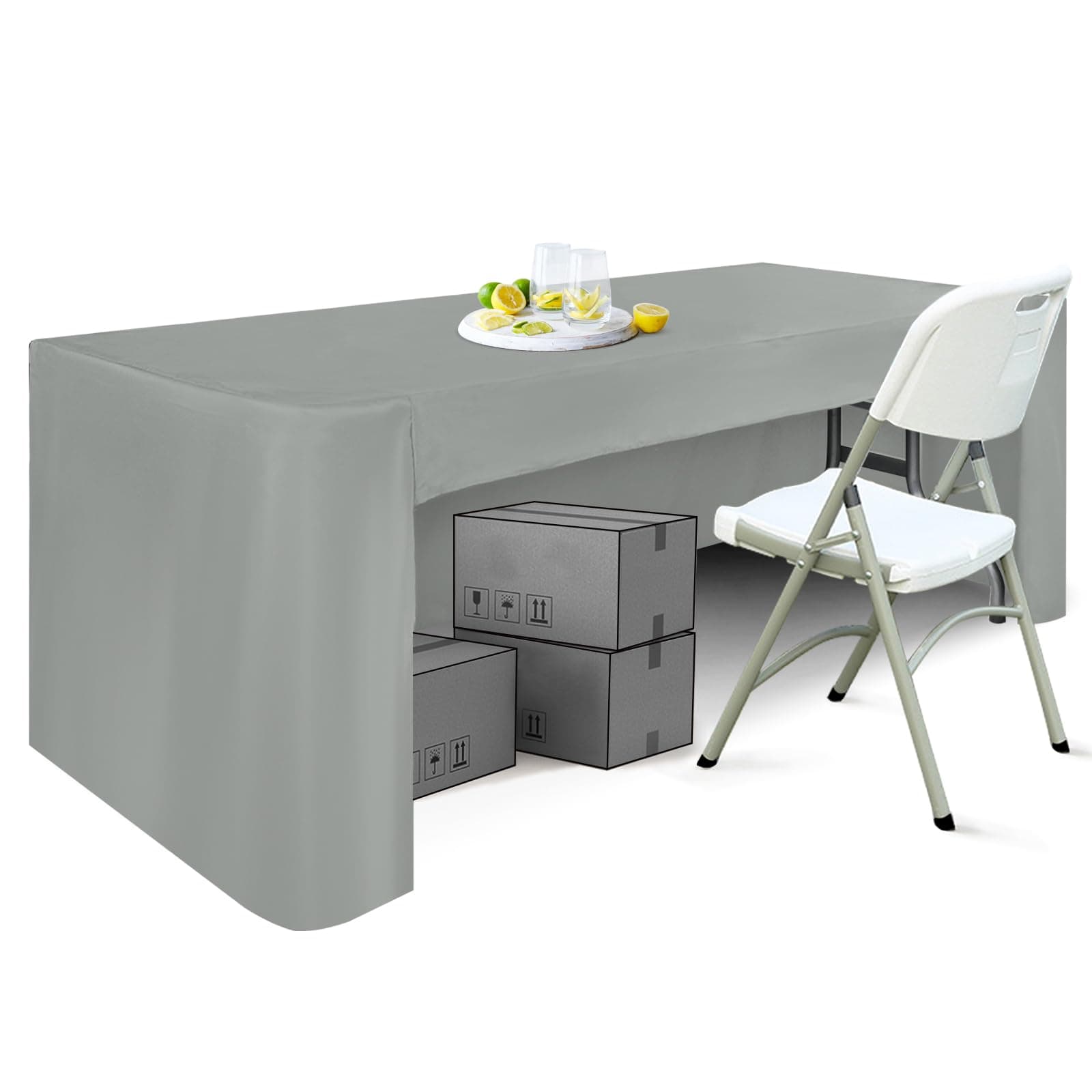 ABCCANOPY 6 FT Rectangle Tablecloth Table Cover for Rectangular Tables Washable Polyester Banquet Buffet Parties Holiday Dinner Wedding Meeting Gray