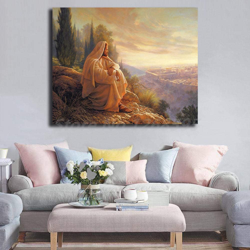 VVSUN Jesus Christ Greg Olsen HD Wall Art Canvas Poster And Print Canvas Painting Decorative Picture For Office Living Room Home Decor/60x80cm(no frame)