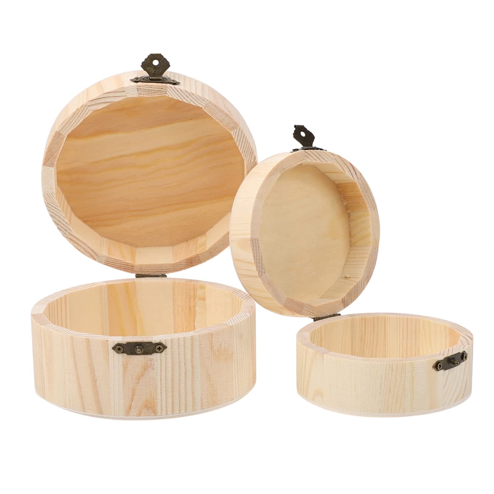 TofficuTofficu 2pcs Boxes Round Wooden Box Earring Jewelry Box Ring Organizer Box Earring Organizer Box Craft Stash Box Jewelry Wrapping Box Decorate Wooden Box Parts Wooden Storage Case Manual