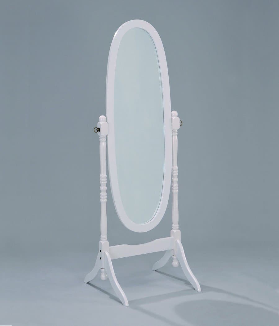 Crown Mark Cheval Mirror, White Finish
