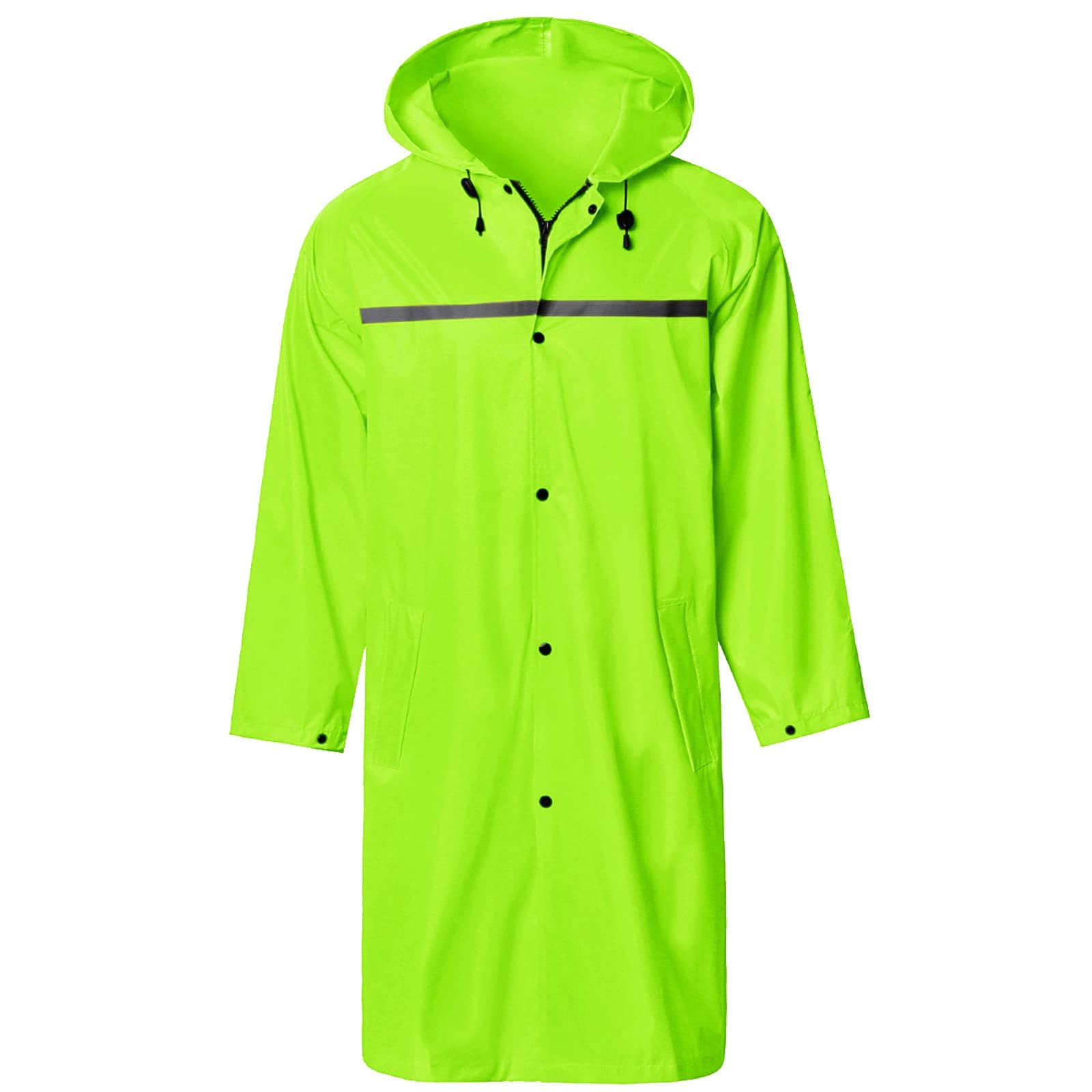 Mens Long Hooded Safety Rain Jacket Waterproof Emergency Raincoat Poncho