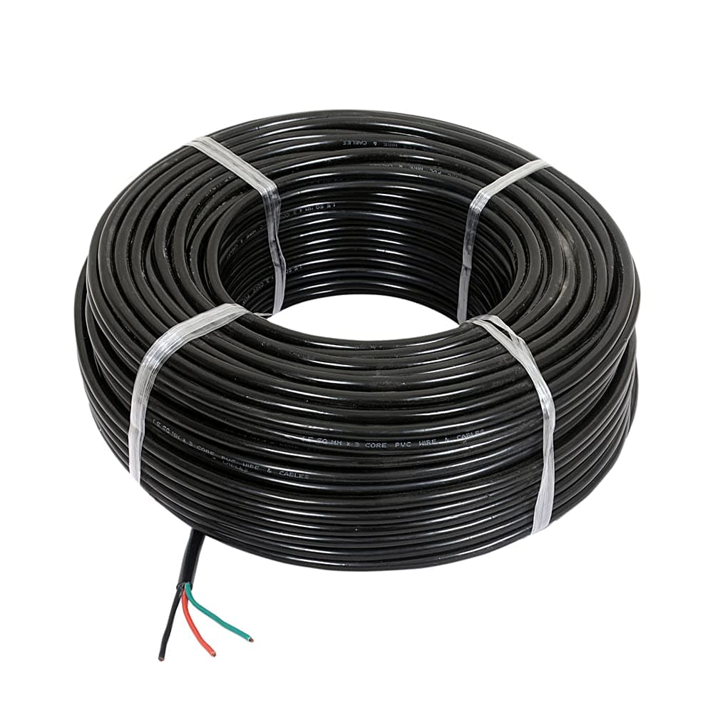 GVD PVC & FR Insulated 3 Core 0.5mm Lenth-20Mtr, Flexible Copper Wires & Cables for Home & Domestic Industrial Electric Wiring, Electric Wire (Black)