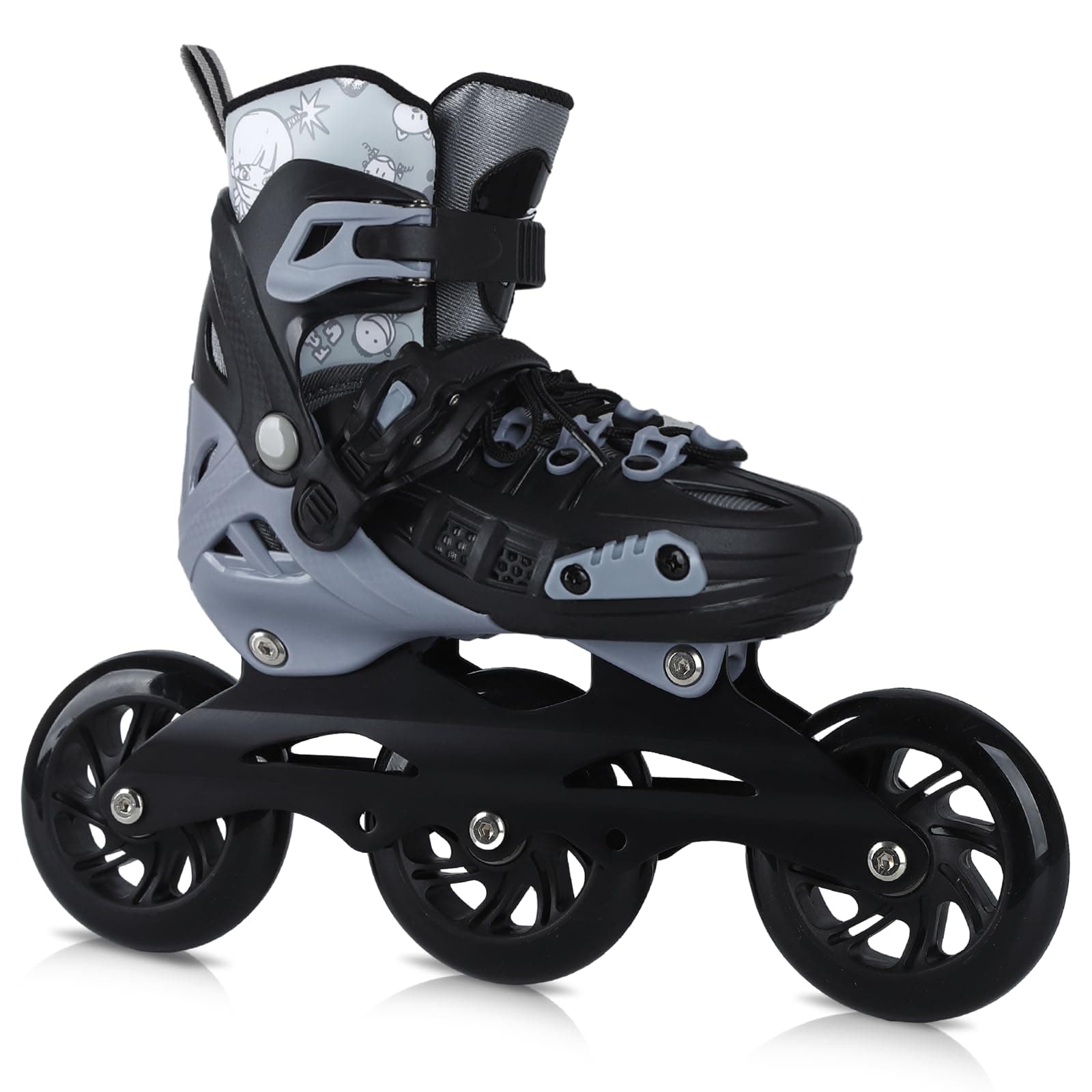 Inline Skates, 3 Wheels 100mm | 4 Sizes Adjustable Inline Speed Skates for Kids, Boys, Girls, Teens - Professional Outdoor Fitness Performance Inline Skates