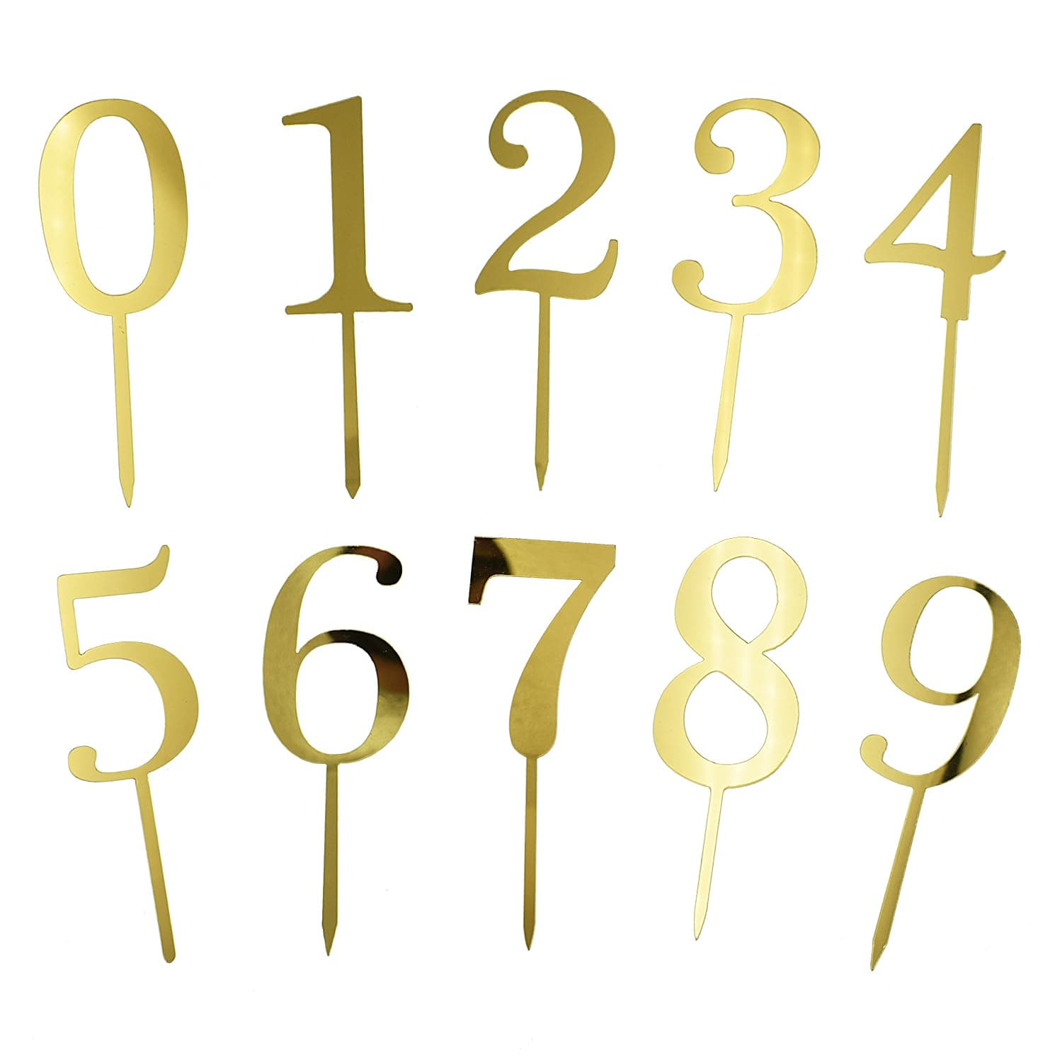 0-9 Number For Cake Topper, 20 Pcs Shiny Gold Acrylic Number Cake Toppers for Birthday Party Wedding Anniversary