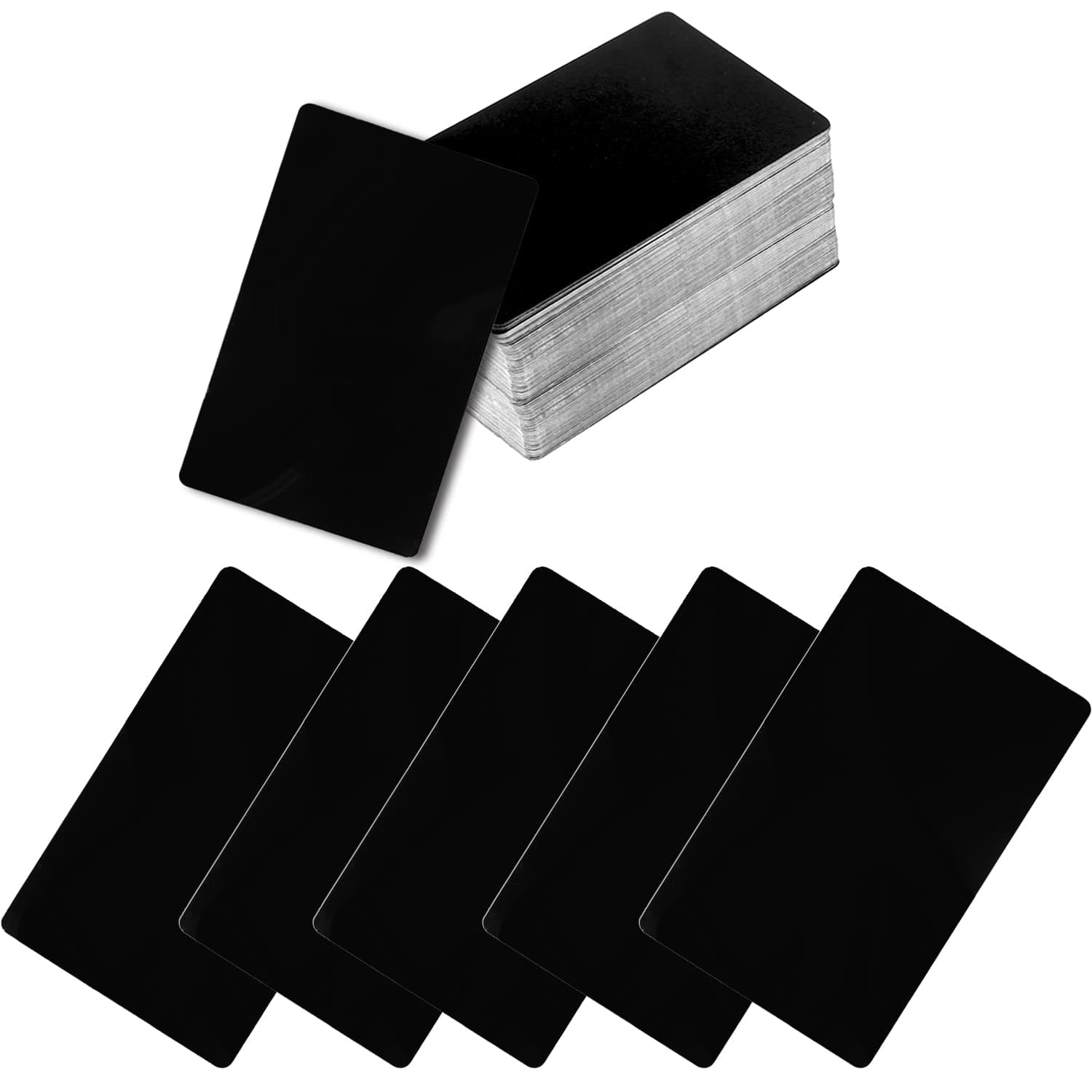 100 Pcs Blank Metal Business Cards, Aluminum Business Card DIY Gift, VIP Card DIY Black (86 x 54mm)