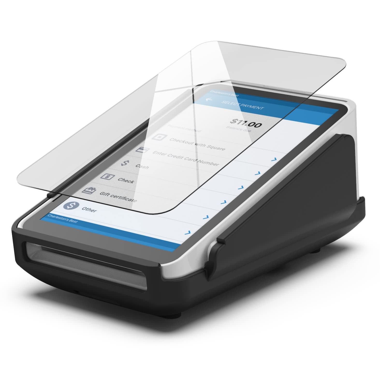 Protective Case and Screen Protector for Square Terminal Card Reader - Rubberized Hard Casing with Non-Slip Base and Tempered Glass (Products) Black