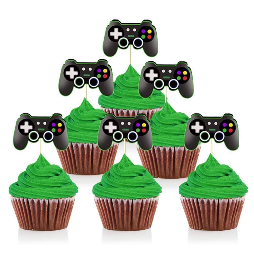 Video Game Controllers Cupcake Toppers-Gamepad Cake Picks Game Themed Birthday Anniversary Wedding Engagement Party Decorations(24pcs)