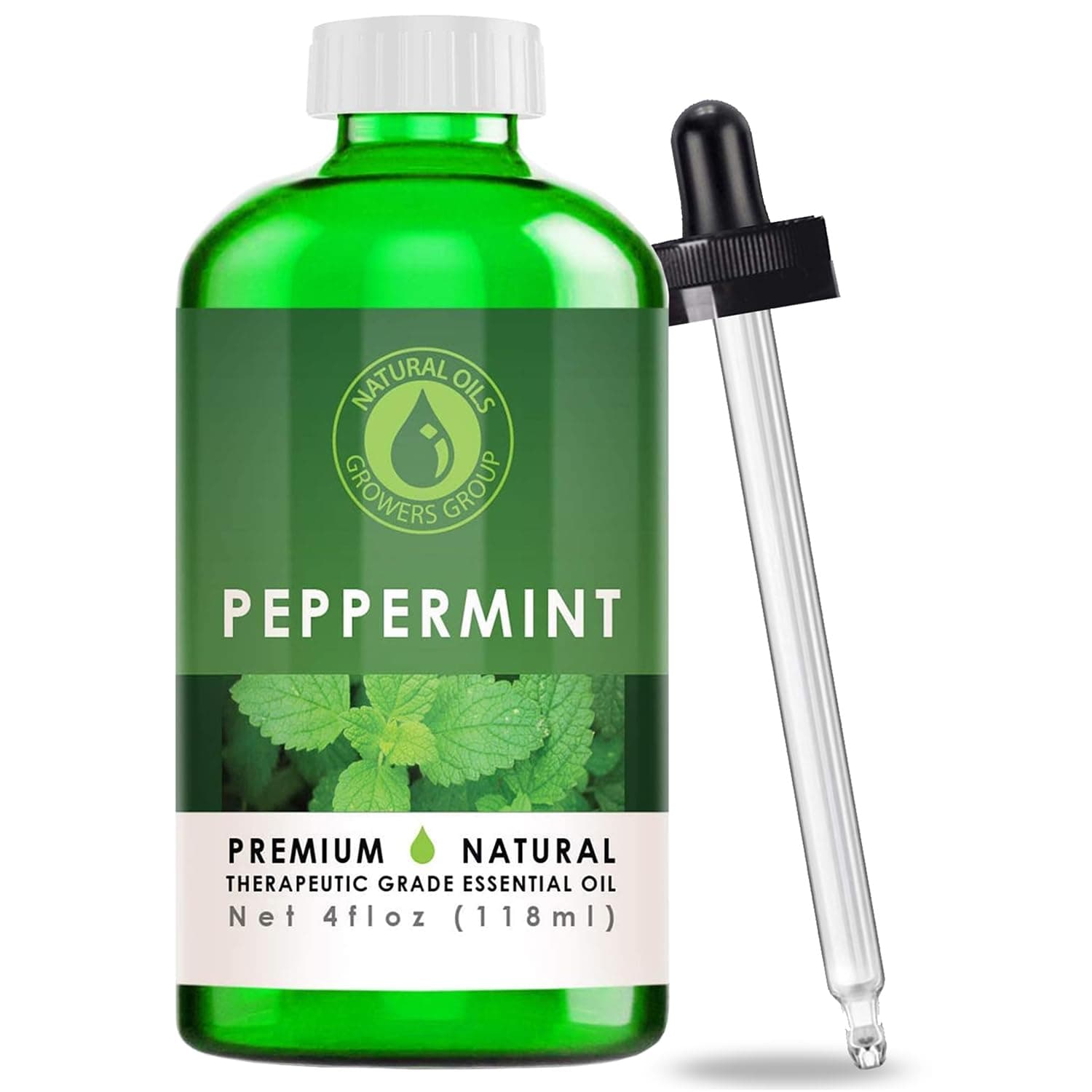 Peppermint Essential Oil 4 oz with Dropper – Therapeutic Grade for Diffuser, Aromatherapy, Massage & Home