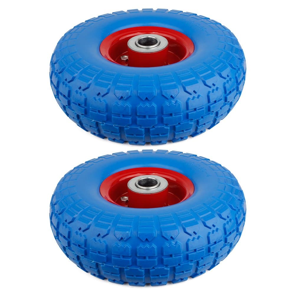 2X WHEELBARROW Wheel 260 mm Cart Solid Rubber Spare Tyre 3.00 - 4 Puncture Resistant Tyre Blue