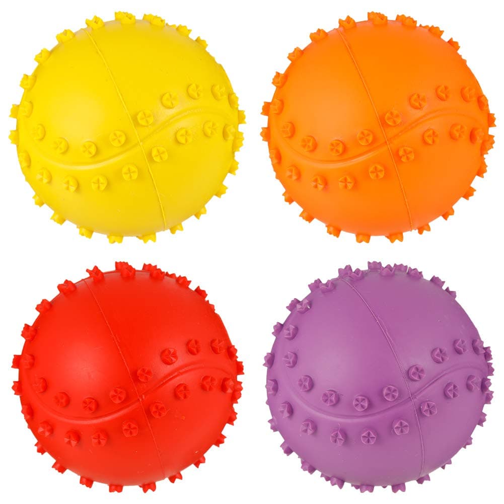 Herqw61 4 Pack Pet Toy Balls with Sound, Dog Squeaky Ball Sound Toys, with Non-Toxic Natural Rubber Chew Toy Balls for Puppies
