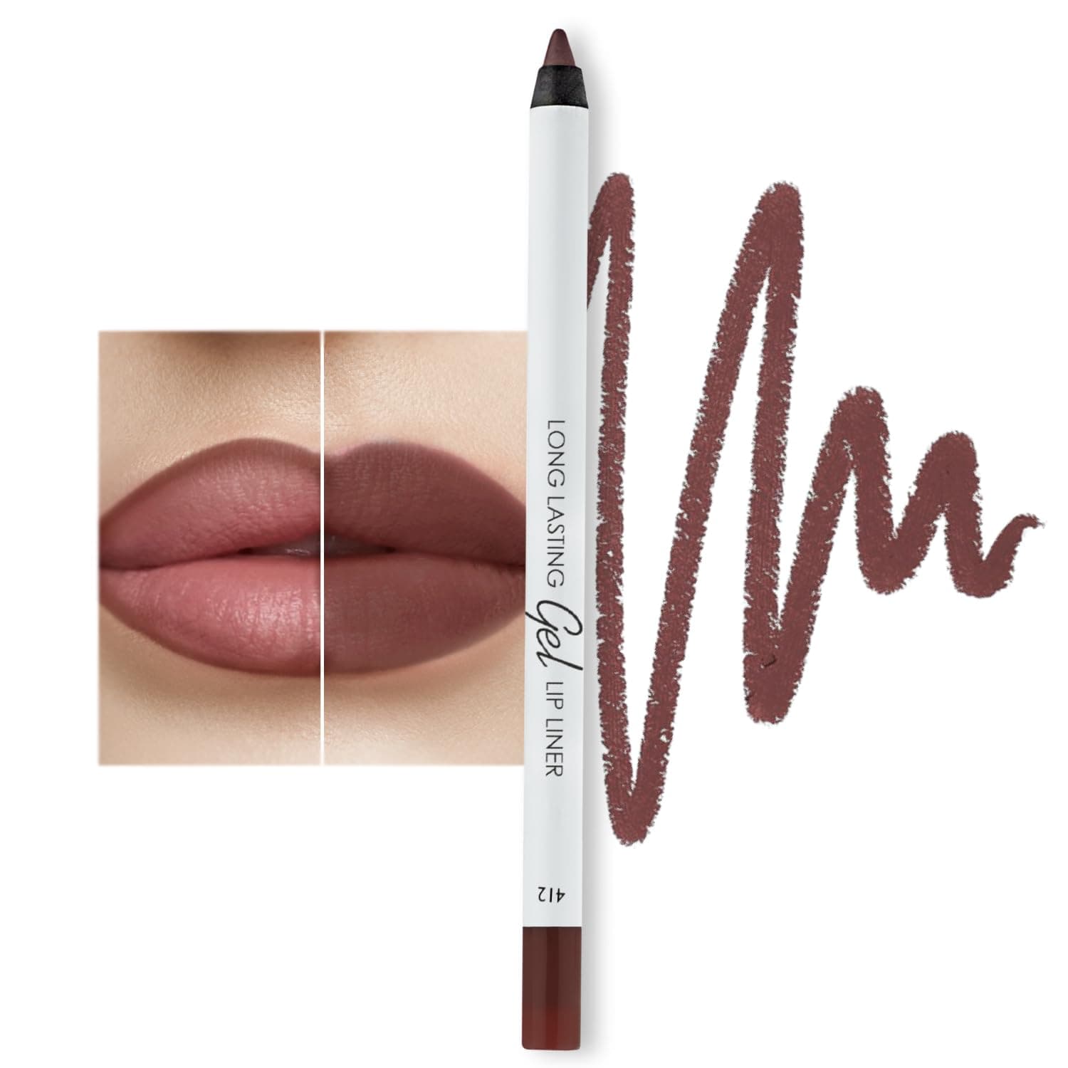 LamelMatte Gel Lip Liner Pencil | Weightless & CreamyTexture - Sharpenable - Longwear & Waterproof - High Pigmented & Flawless Finish - Cruelty-free & Paraben-Free - 412, 1,7g/0.05oz. (Spicy Nude)