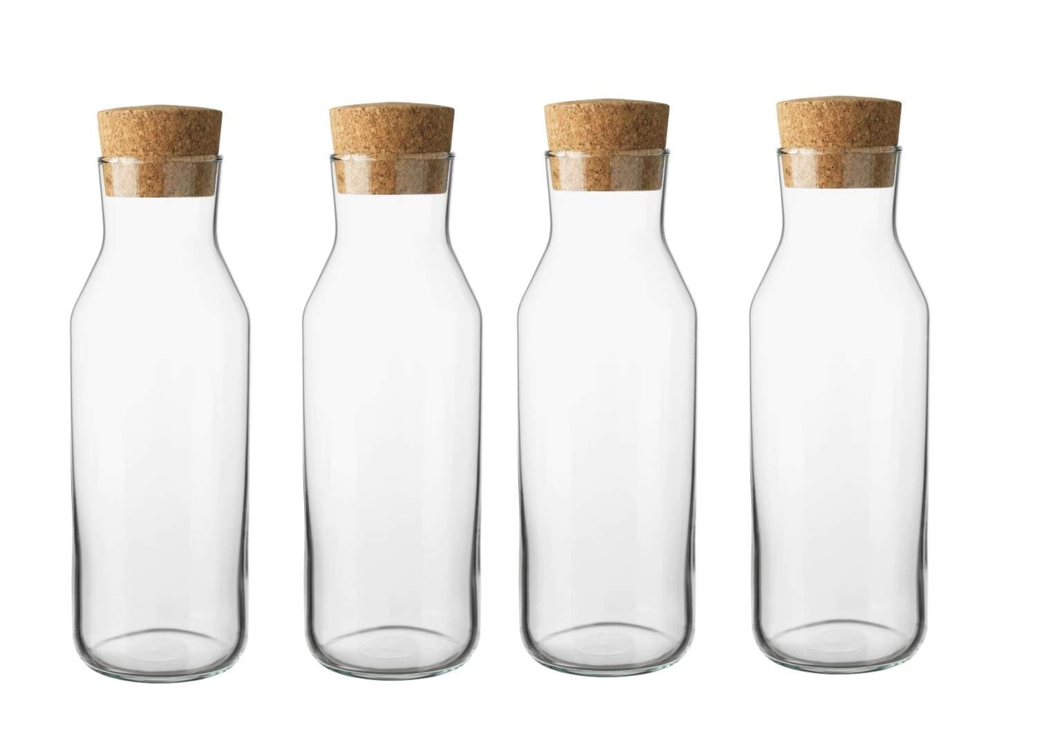 Ikea 365 (34 Oz) Clear Glass Carafe With Cork Stopper, Ideal For Hot and Cold Water Pitcher, Tea/Coffee Maker, Iced Tea, Beverage Pitcher As Well As for Serving Wine (4, 34 oz)