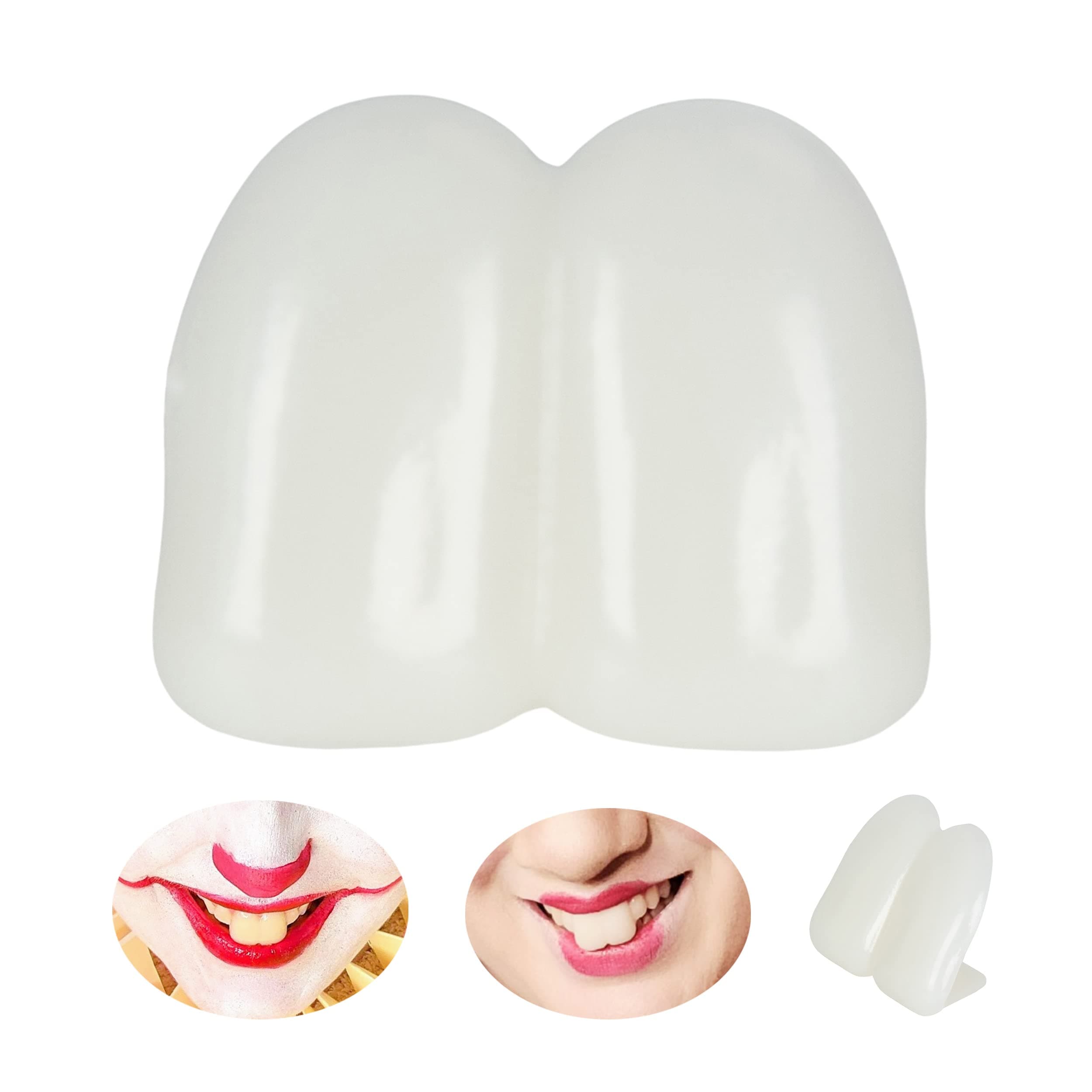 Women Fake Buck Teeth 17mm 2pcs Winnie Clown Bunny Witch Halloween Costume Accessories Beige