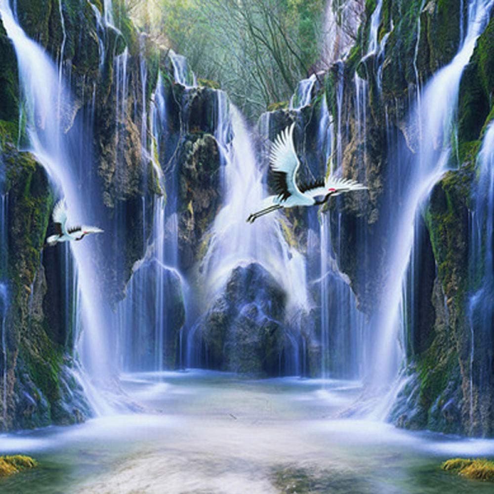 Custom Floor Mural Wallpaper 3D Hd Valley Waterfall Bathroom Living Room Floor -350Cmx245Cm