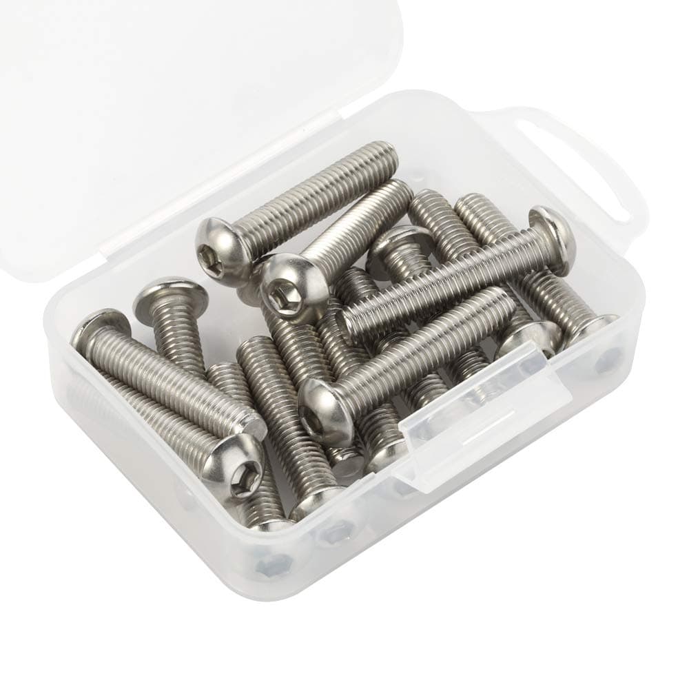 M8-1.25 x 35mm Button Head Socket Cap Screws Bolts, Stainless Steel 18-8 (304), Full Thread, Bright Finish, Quantity 10