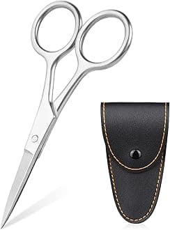URAQT Professional Stainless Steel Cuticle Scissors with Leather Pouch, Sharp Manicure Scissors for Trimming Eyebrows, Nose Hair, Beard, Finger & Toe Nail Care