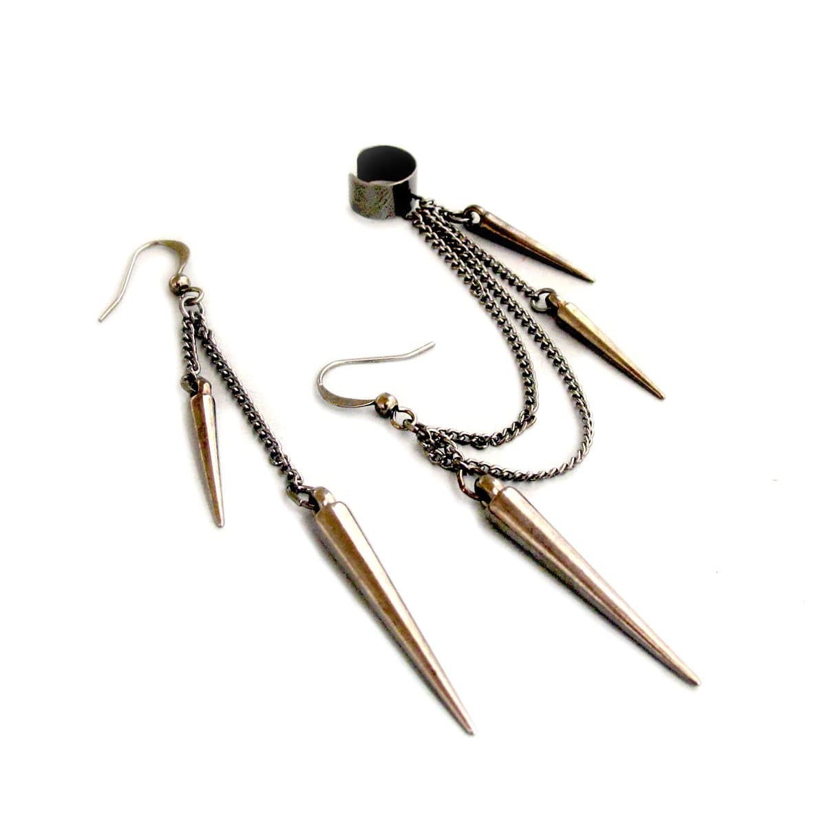 Yeyestyle Women's Spike Charms Ear Cuff Earrings Set Gunmetal