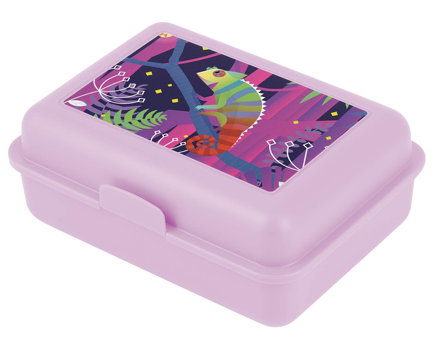 BaaglLunch Box for Boys and Girls, Pink School Snack Box with Compartments for Kids, BPA-Free Small Children Yum Box with Adjustable Plastic Partition (Chameleon)