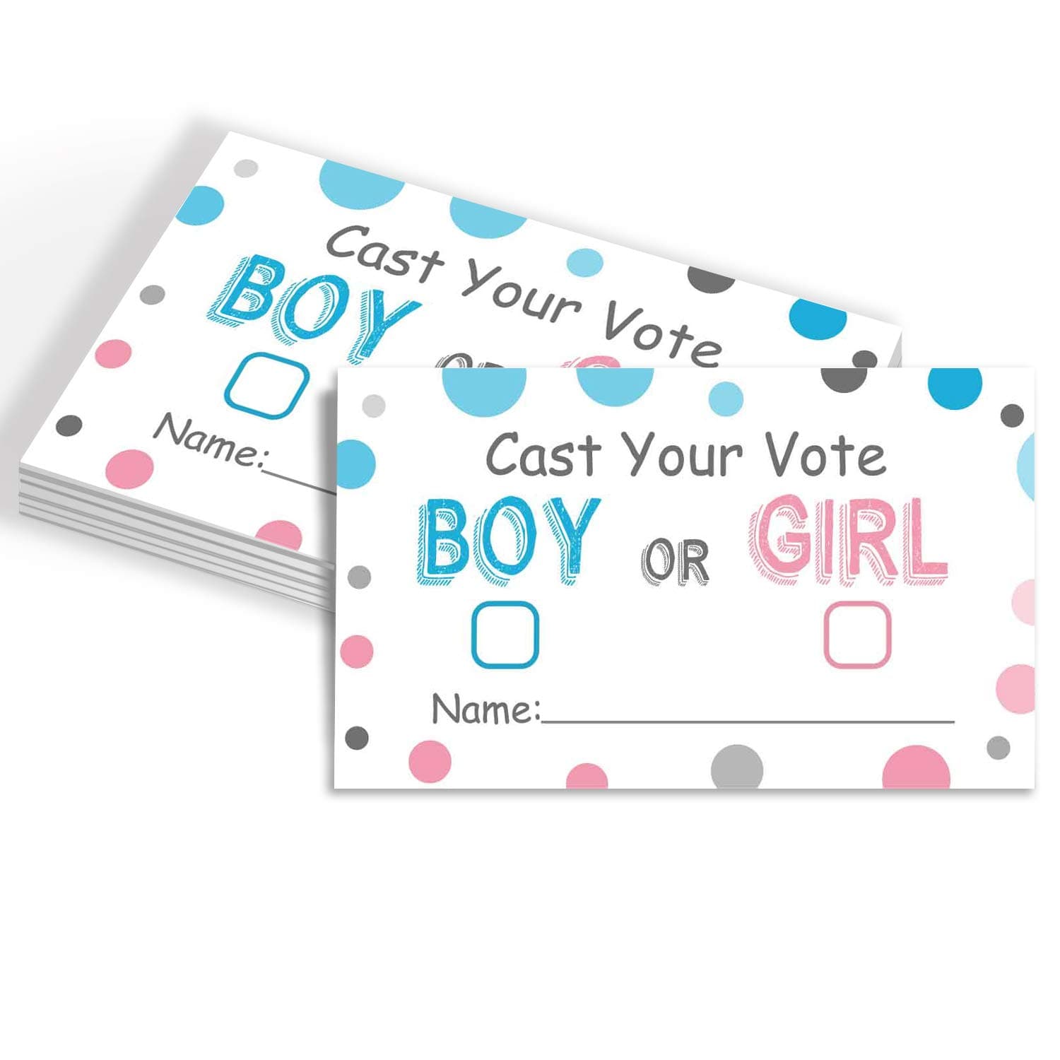 Gender Reveal Party Voting Cards, Baby Shower Game, 50 Cards, Pink and Blue, 3.5 x 2 Inches
