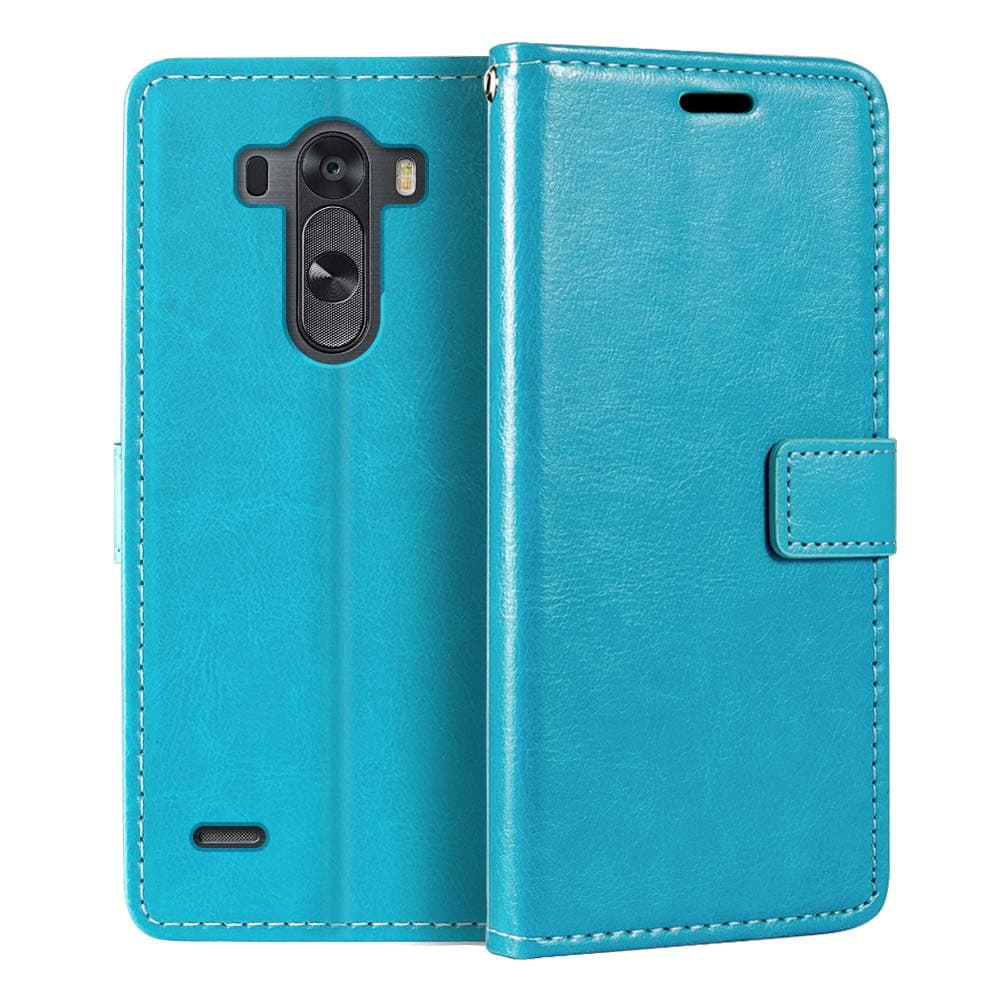 LG G3 D855 D850 D851 D852 Wallet Case, Premium PU Leather Magnetic Flip Case Cover with Card Holder and Kickstand for LG G3 D855 D850 D851 D852 Sky Blue